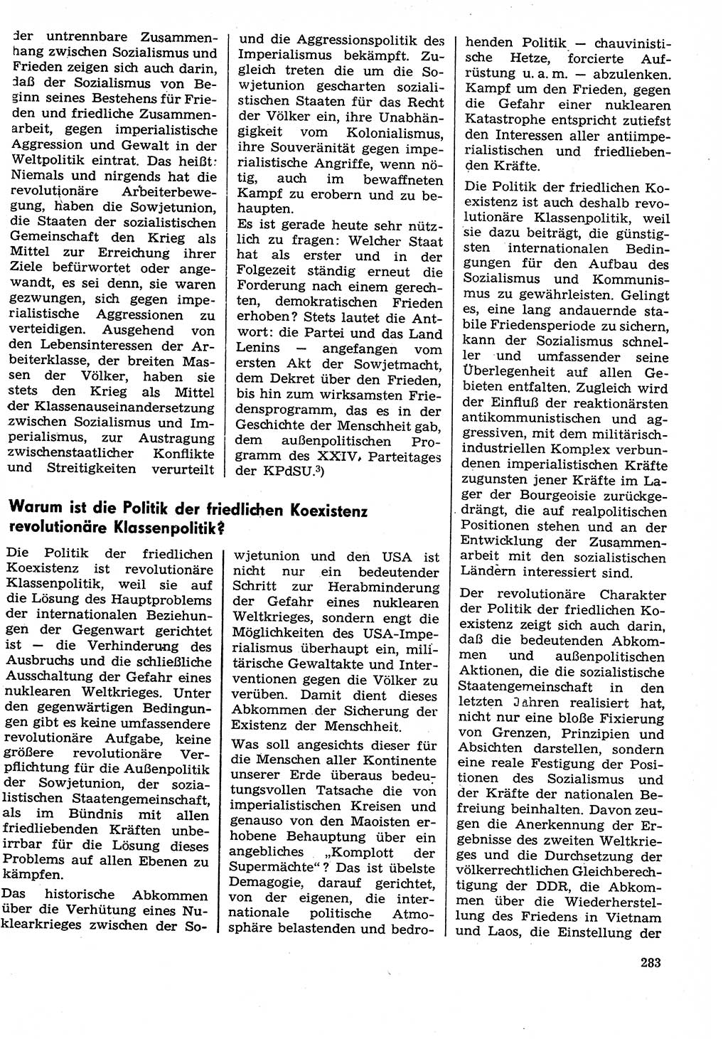 Neuer Weg (NW), Organ des Zentralkomitees (ZK) der SED (Sozialistische Einheitspartei Deutschlands) für Fragen des Parteilebens, 29. Jahrgang [Deutsche Demokratische Republik (DDR)] 1974, Seite 283 (NW ZK SED DDR 1974, S. 283)