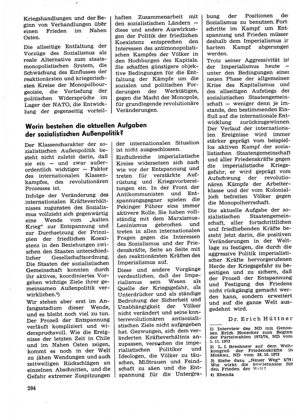 Neuer Weg (NW), Organ des Zentralkomitees (ZK) der SED (Sozialistische Einheitspartei Deutschlands) für Fragen des Parteilebens, 29. Jahrgang [Deutsche Demokratische Republik (DDR)] 1974, Seite 284 (NW ZK SED DDR 1974, S. 284)