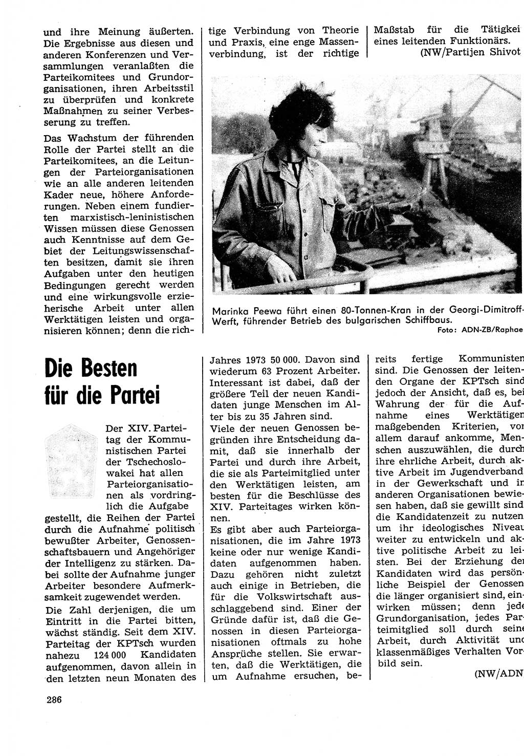 Neuer Weg (NW), Organ des Zentralkomitees (ZK) der SED (Sozialistische Einheitspartei Deutschlands) für Fragen des Parteilebens, 29. Jahrgang [Deutsche Demokratische Republik (DDR)] 1974, Seite 286 (NW ZK SED DDR 1974, S. 286)