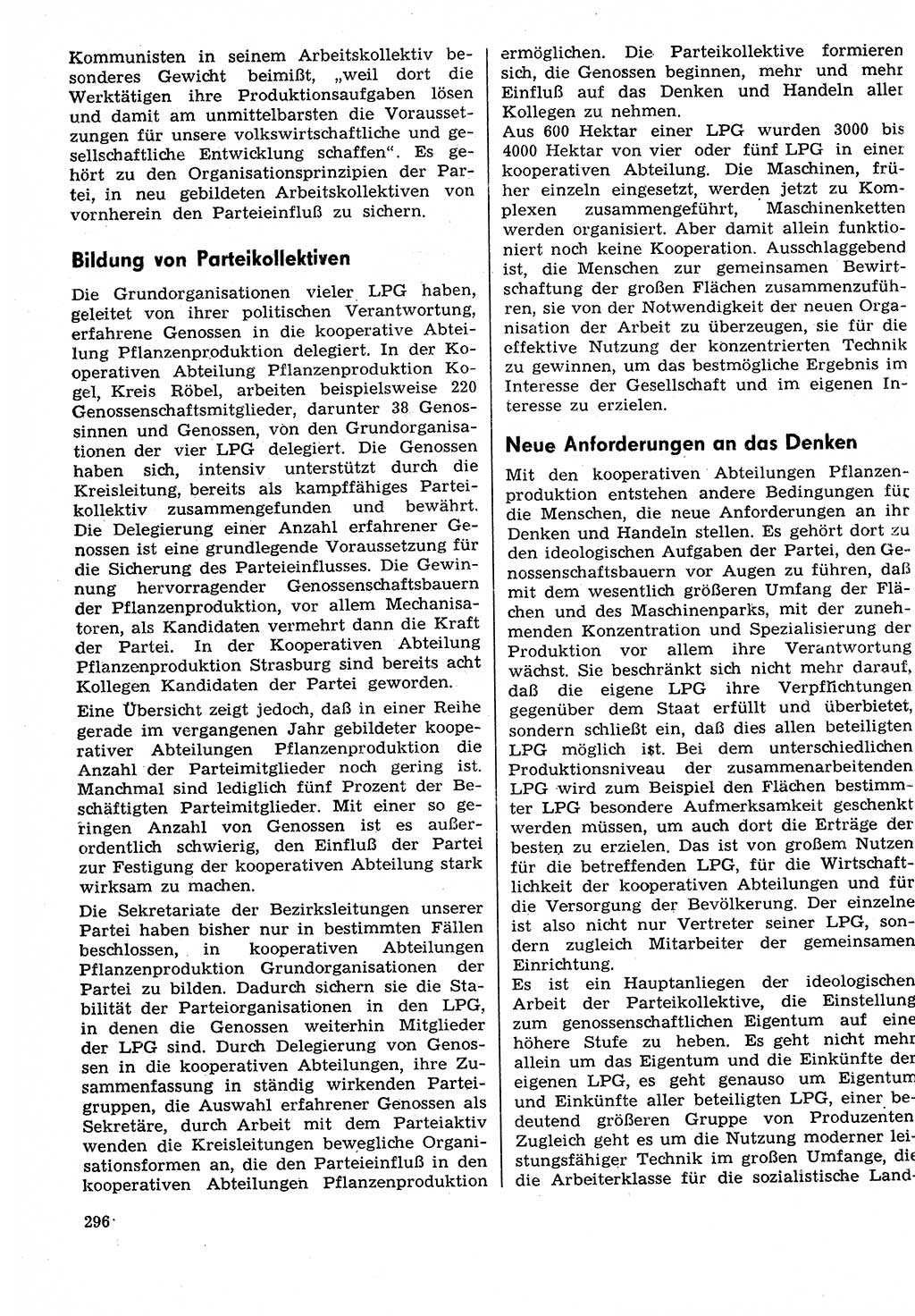 Neuer Weg (NW), Organ des Zentralkomitees (ZK) der SED (Sozialistische Einheitspartei Deutschlands) für Fragen des Parteilebens, 29. Jahrgang [Deutsche Demokratische Republik (DDR)] 1974, Seite 296 (NW ZK SED DDR 1974, S. 296)