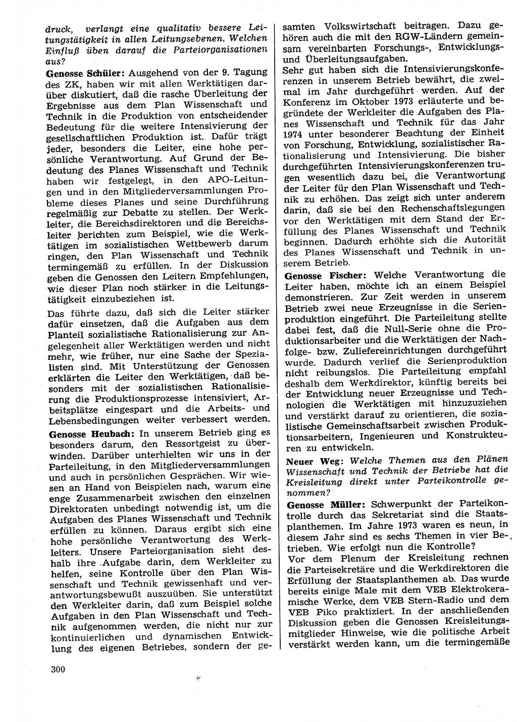 Neuer Weg (NW), Organ des Zentralkomitees (ZK) der SED (Sozialistische Einheitspartei Deutschlands) für Fragen des Parteilebens, 29. Jahrgang [Deutsche Demokratische Republik (DDR)] 1974, Seite 300 (NW ZK SED DDR 1974, S. 300)