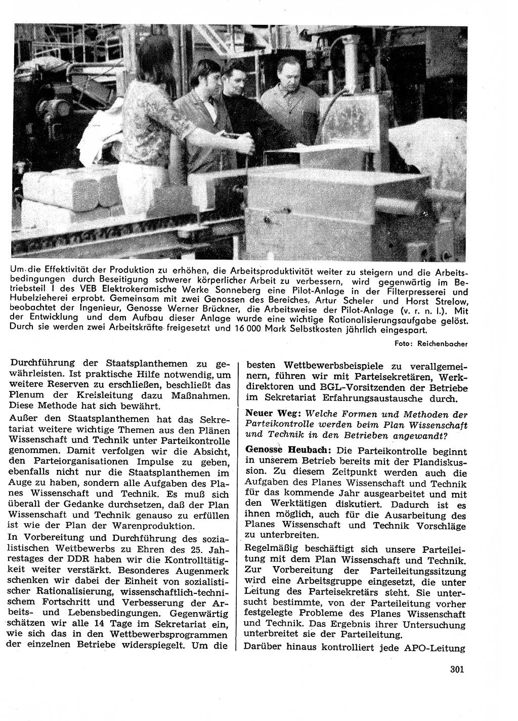 Neuer Weg (NW), Organ des Zentralkomitees (ZK) der SED (Sozialistische Einheitspartei Deutschlands) für Fragen des Parteilebens, 29. Jahrgang [Deutsche Demokratische Republik (DDR)] 1974, Seite 301 (NW ZK SED DDR 1974, S. 301)