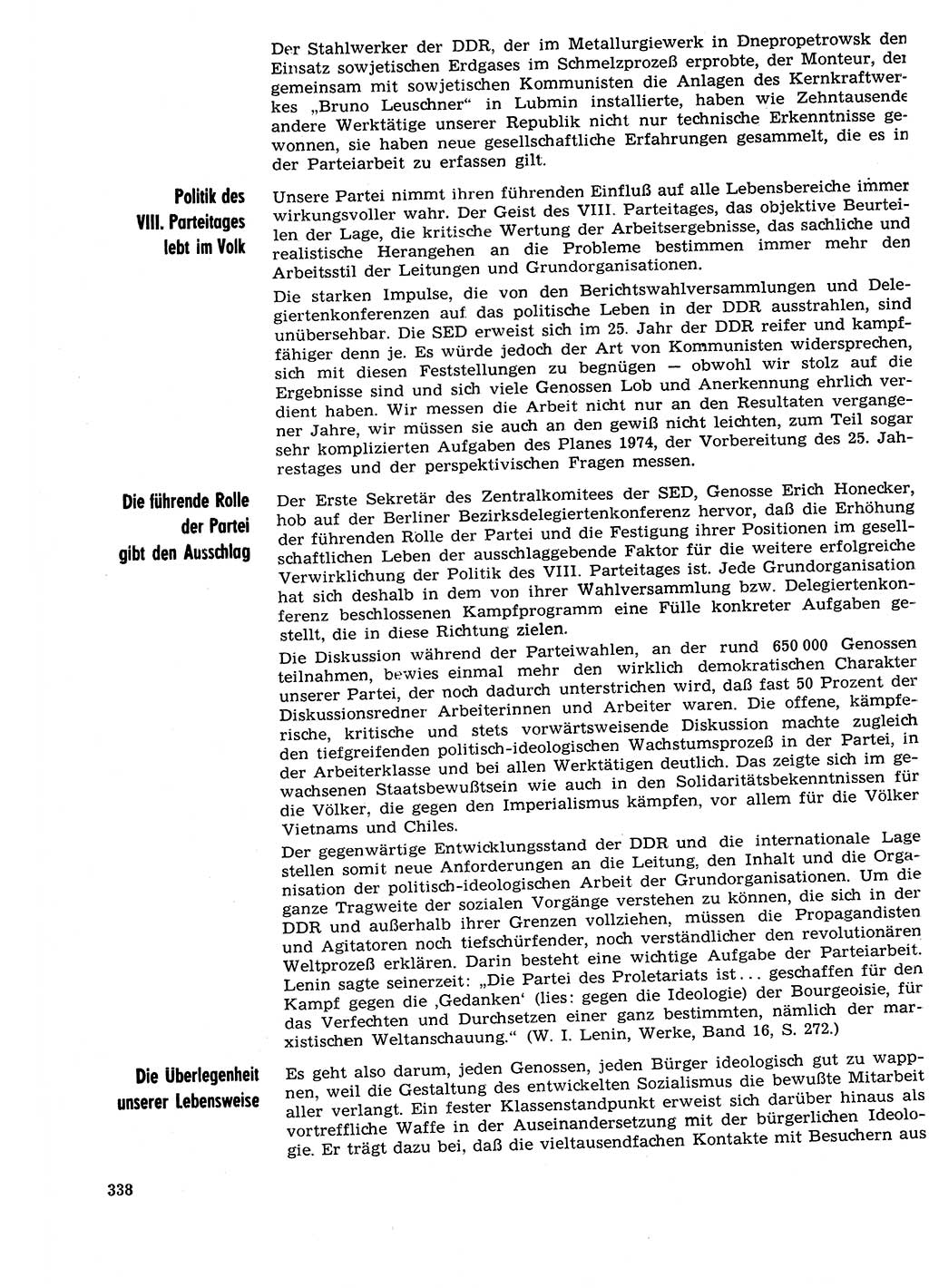 Neuer Weg (NW), Organ des Zentralkomitees (ZK) der SED (Sozialistische Einheitspartei Deutschlands) für Fragen des Parteilebens, 29. Jahrgang [Deutsche Demokratische Republik (DDR)] 1974, Seite 338 (NW ZK SED DDR 1974, S. 338)