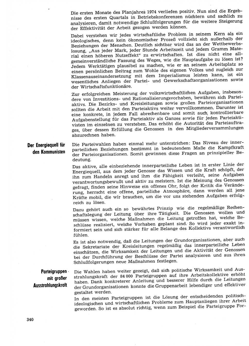 Neuer Weg (NW), Organ des Zentralkomitees (ZK) der SED (Sozialistische Einheitspartei Deutschlands) für Fragen des Parteilebens, 29. Jahrgang [Deutsche Demokratische Republik (DDR)] 1974, Seite 340 (NW ZK SED DDR 1974, S. 340)