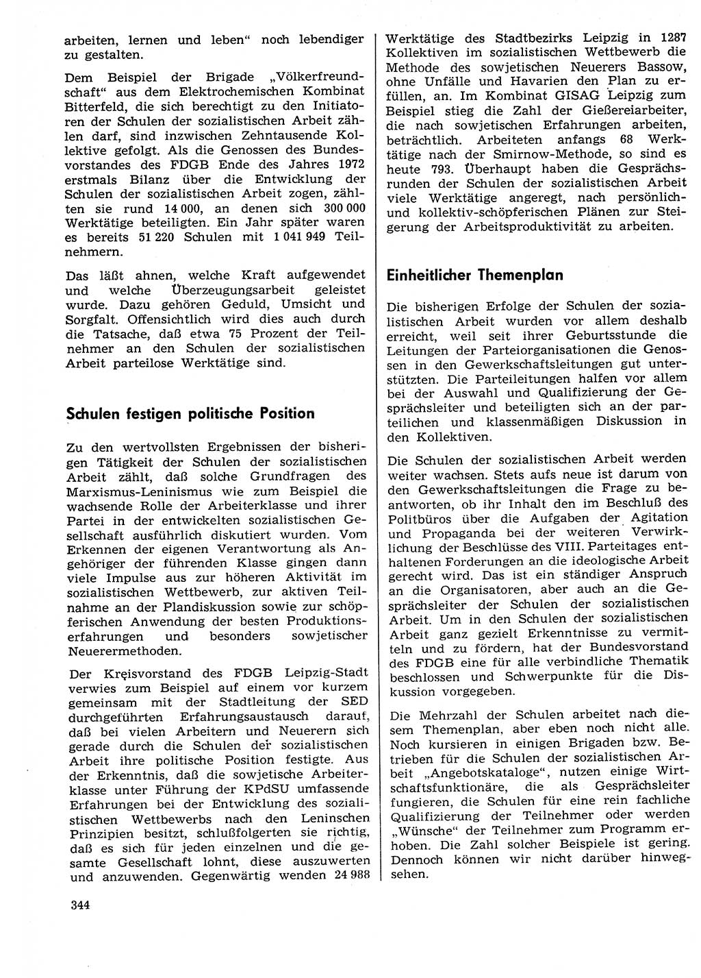 Neuer Weg (NW), Organ des Zentralkomitees (ZK) der SED (Sozialistische Einheitspartei Deutschlands) für Fragen des Parteilebens, 29. Jahrgang [Deutsche Demokratische Republik (DDR)] 1974, Seite 344 (NW ZK SED DDR 1974, S. 344)
