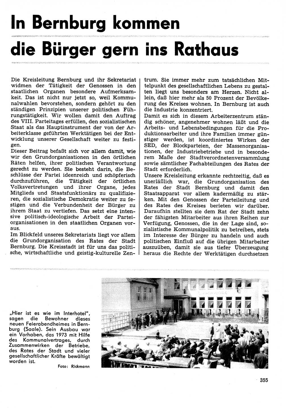 Neuer Weg (NW), Organ des Zentralkomitees (ZK) der SED (Sozialistische Einheitspartei Deutschlands) für Fragen des Parteilebens, 29. Jahrgang [Deutsche Demokratische Republik (DDR)] 1974, Seite 355 (NW ZK SED DDR 1974, S. 355)