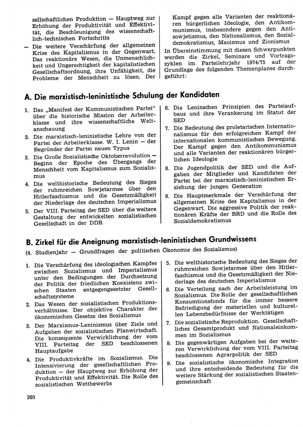 Neuer Weg (NW), Organ des Zentralkomitees (ZK) der SED (Sozialistische Einheitspartei Deutschlands) für Fragen des Parteilebens, 29. Jahrgang [Deutsche Demokratische Republik (DDR)] 1974, Seite 360 (NW ZK SED DDR 1974, S. 360)