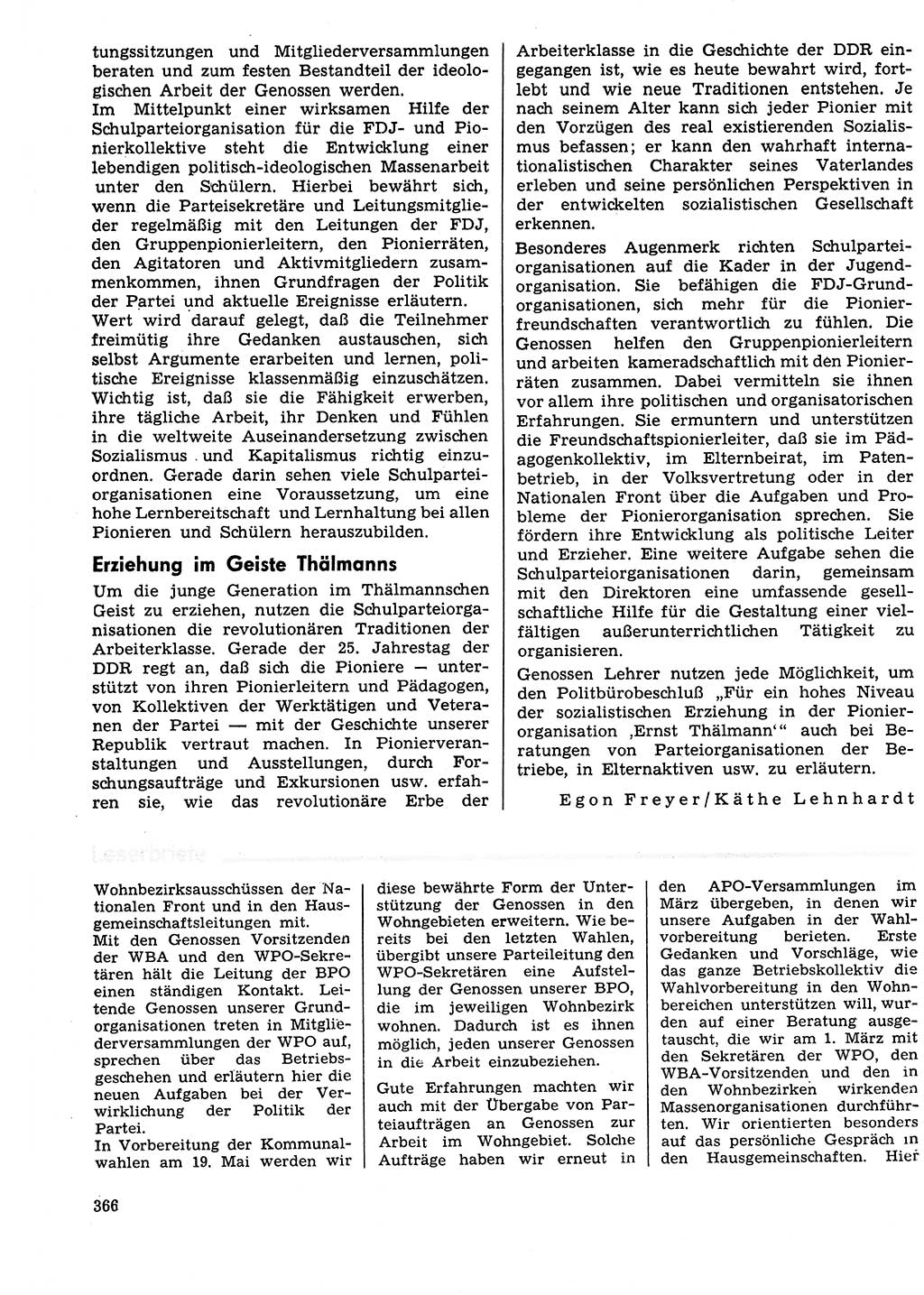 Neuer Weg (NW), Organ des Zentralkomitees (ZK) der SED (Sozialistische Einheitspartei Deutschlands) für Fragen des Parteilebens, 29. Jahrgang [Deutsche Demokratische Republik (DDR)] 1974, Seite 366 (NW ZK SED DDR 1974, S. 366)