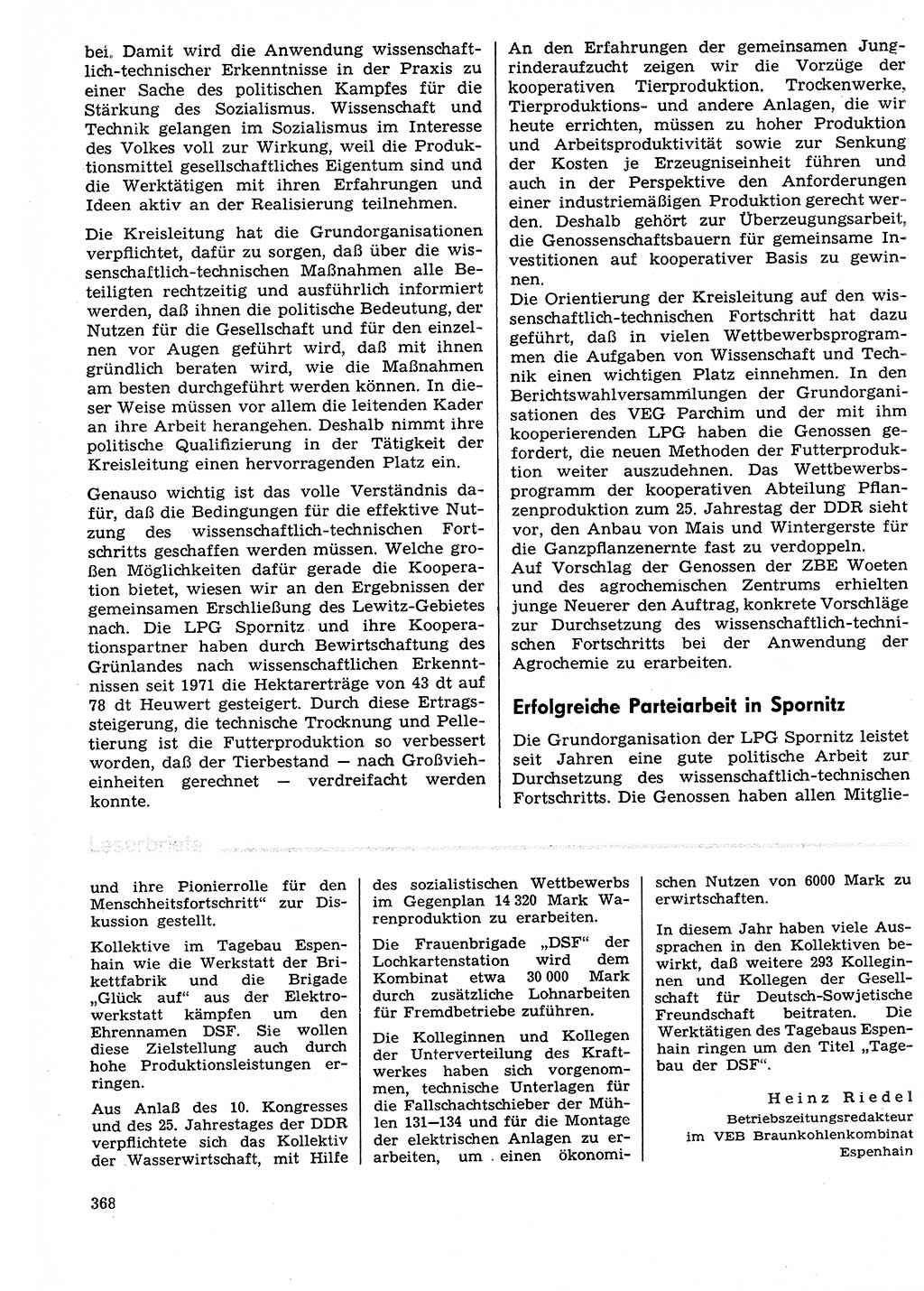 Neuer Weg (NW), Organ des Zentralkomitees (ZK) der SED (Sozialistische Einheitspartei Deutschlands) für Fragen des Parteilebens, 29. Jahrgang [Deutsche Demokratische Republik (DDR)] 1974, Seite 368 (NW ZK SED DDR 1974, S. 368)