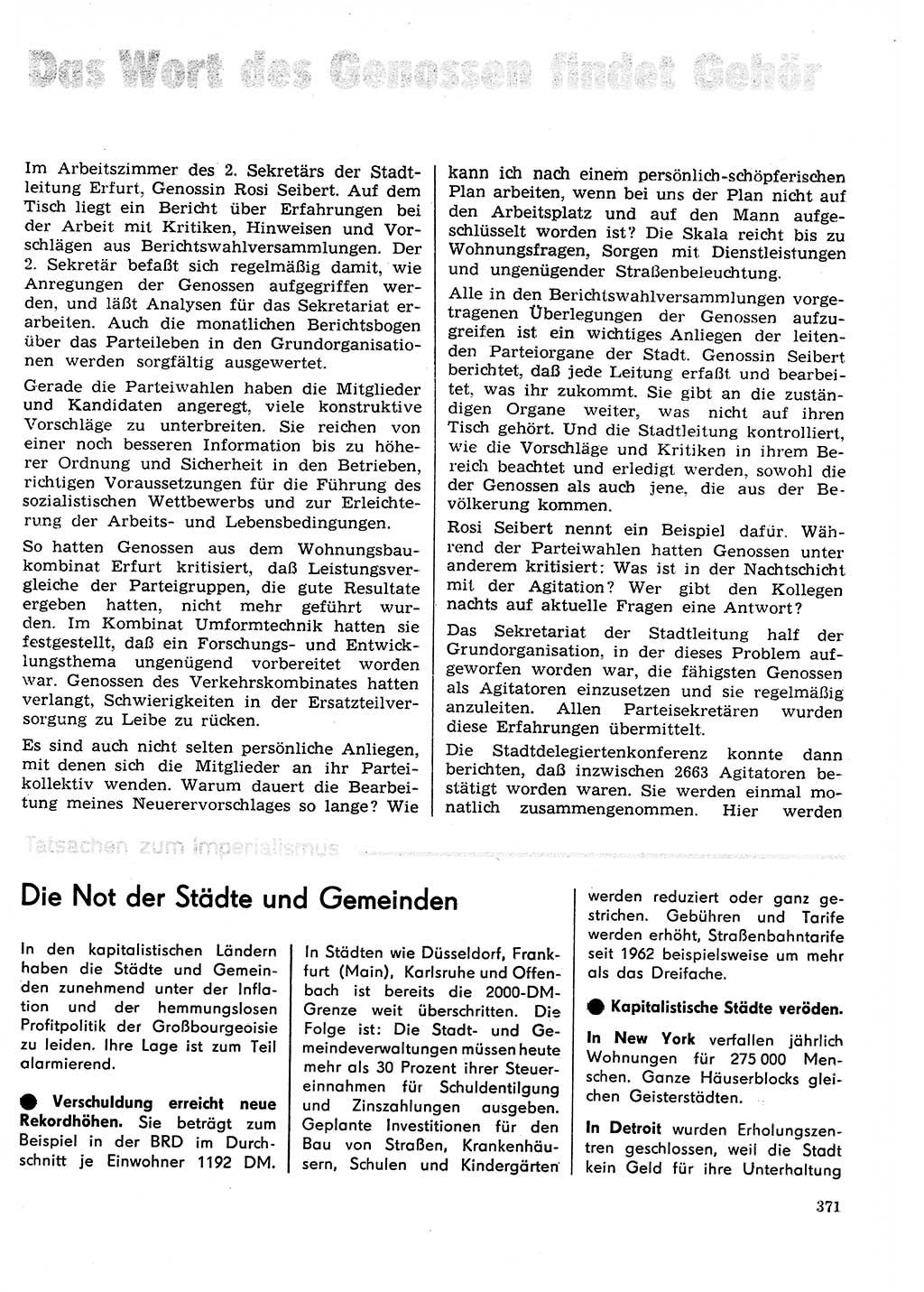 Neuer Weg (NW), Organ des Zentralkomitees (ZK) der SED (Sozialistische Einheitspartei Deutschlands) für Fragen des Parteilebens, 29. Jahrgang [Deutsche Demokratische Republik (DDR)] 1974, Seite 371 (NW ZK SED DDR 1974, S. 371)