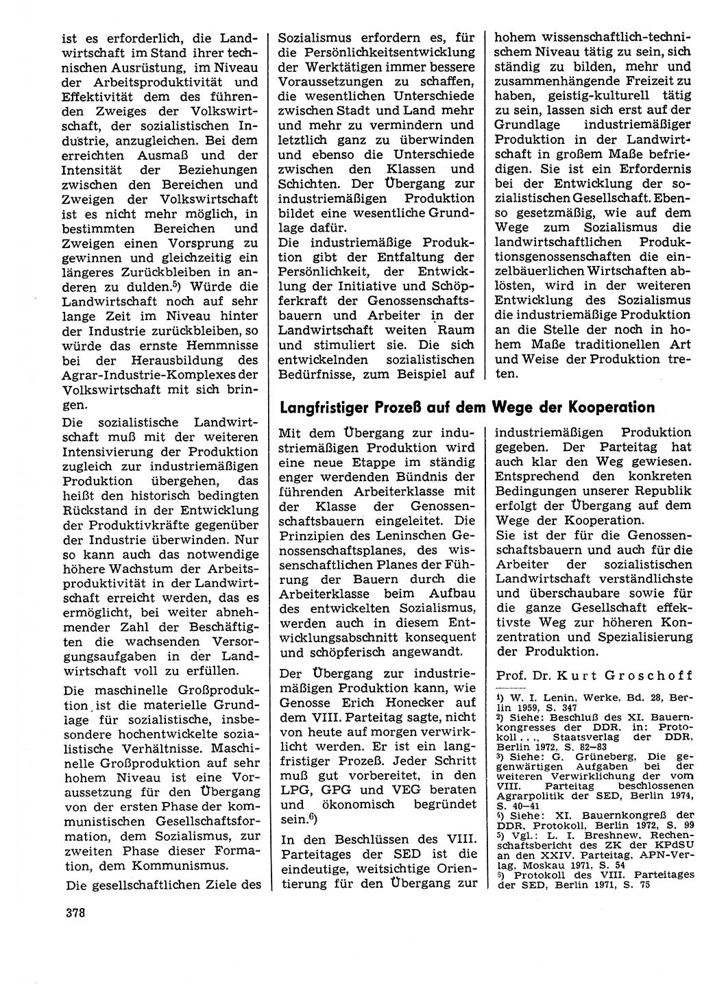 Neuer Weg (NW), Organ des Zentralkomitees (ZK) der SED (Sozialistische Einheitspartei Deutschlands) für Fragen des Parteilebens, 29. Jahrgang [Deutsche Demokratische Republik (DDR)] 1974, Seite 378 (NW ZK SED DDR 1974, S. 378)