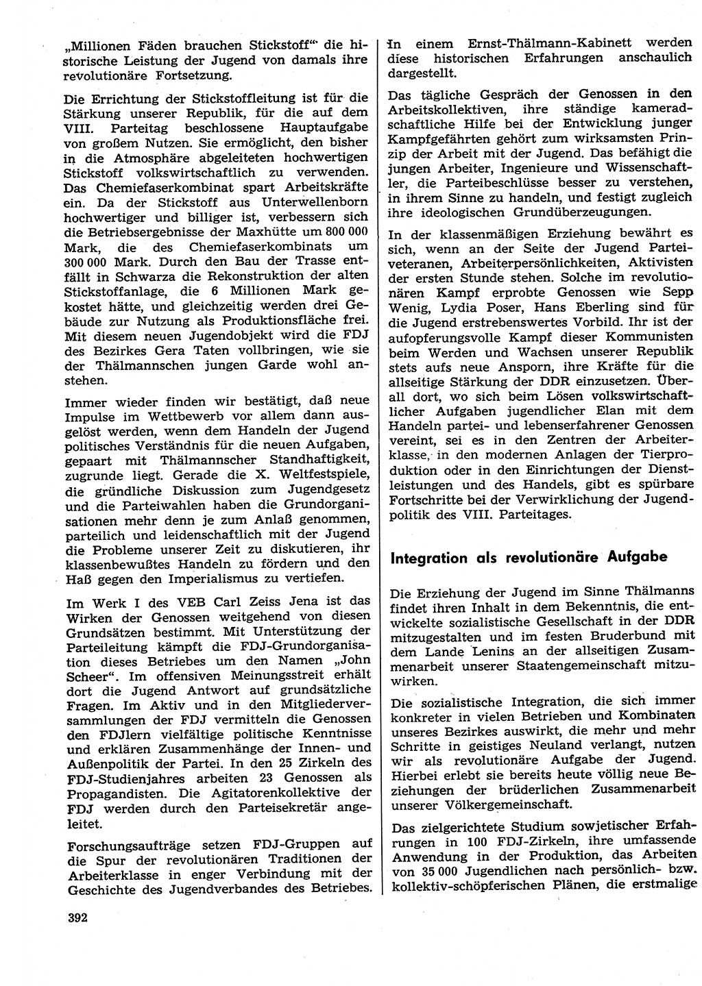 Neuer Weg (NW), Organ des Zentralkomitees (ZK) der SED (Sozialistische Einheitspartei Deutschlands) für Fragen des Parteilebens, 29. Jahrgang [Deutsche Demokratische Republik (DDR)] 1974, Seite 392 (NW ZK SED DDR 1974, S. 392)