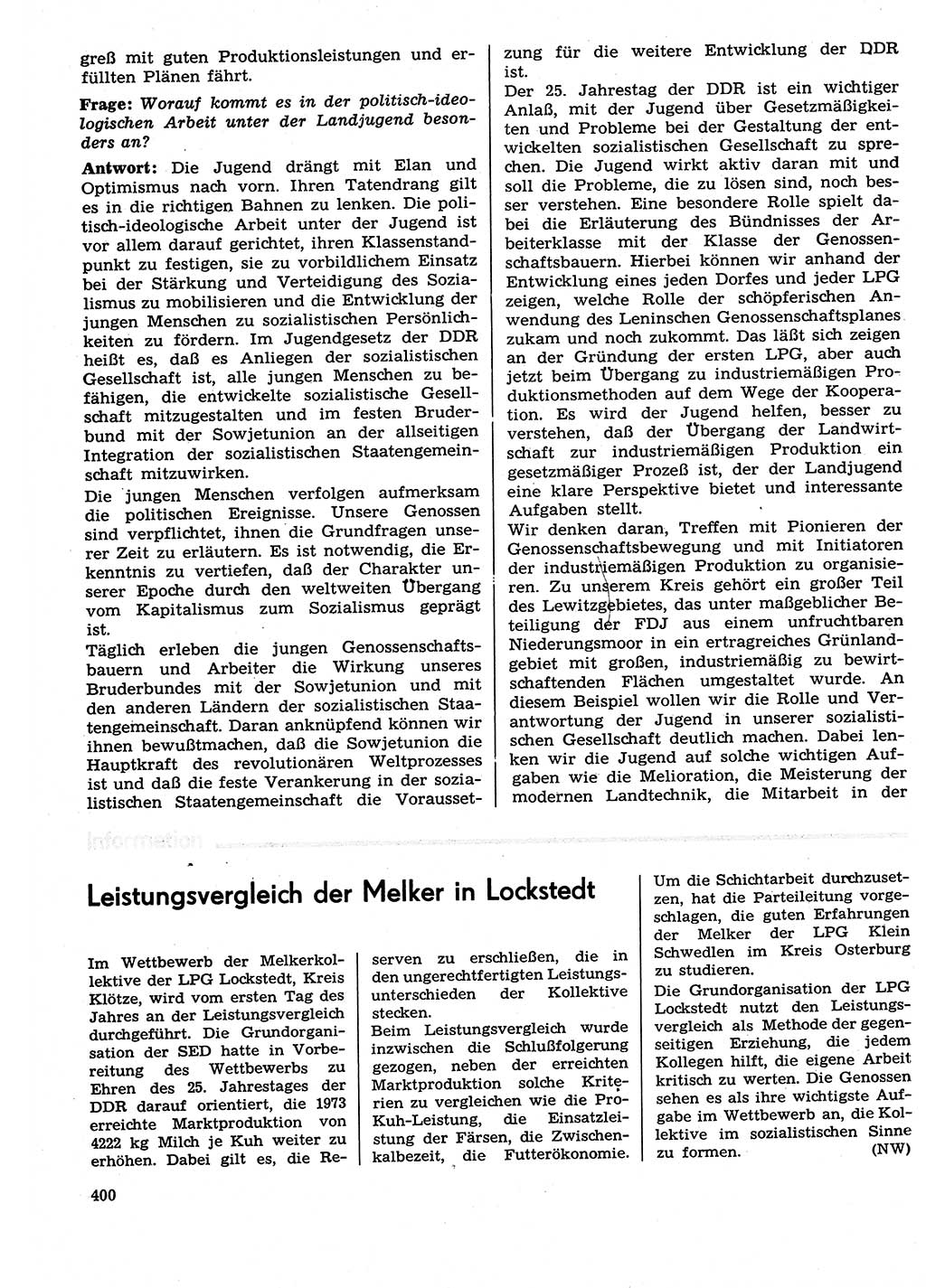 Neuer Weg (NW), Organ des Zentralkomitees (ZK) der SED (Sozialistische Einheitspartei Deutschlands) für Fragen des Parteilebens, 29. Jahrgang [Deutsche Demokratische Republik (DDR)] 1974, Seite 400 (NW ZK SED DDR 1974, S. 400)