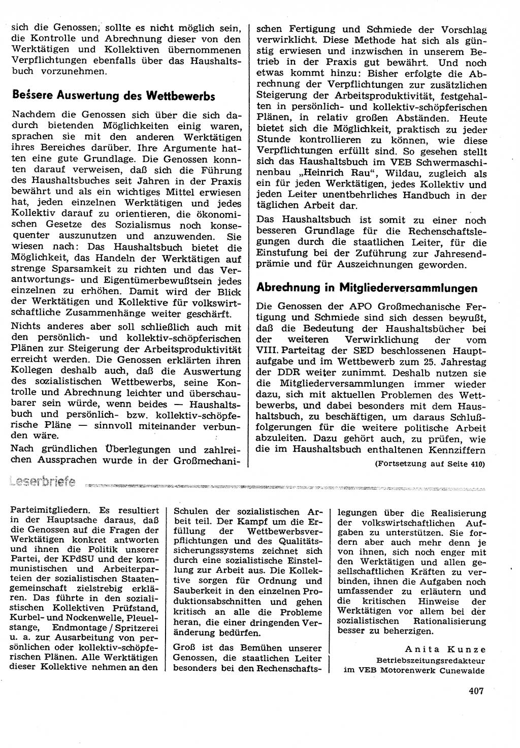 Neuer Weg (NW), Organ des Zentralkomitees (ZK) der SED (Sozialistische Einheitspartei Deutschlands) für Fragen des Parteilebens, 29. Jahrgang [Deutsche Demokratische Republik (DDR)] 1974, Seite 407 (NW ZK SED DDR 1974, S. 407)