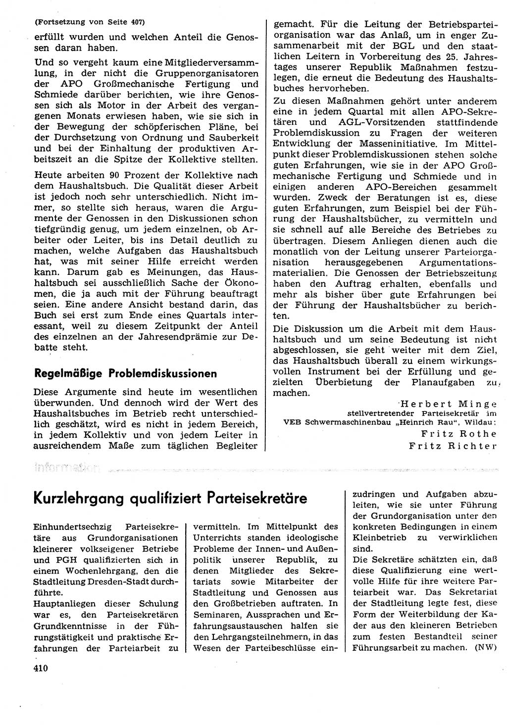 Neuer Weg (NW), Organ des Zentralkomitees (ZK) der SED (Sozialistische Einheitspartei Deutschlands) für Fragen des Parteilebens, 29. Jahrgang [Deutsche Demokratische Republik (DDR)] 1974, Seite 410 (NW ZK SED DDR 1974, S. 410)