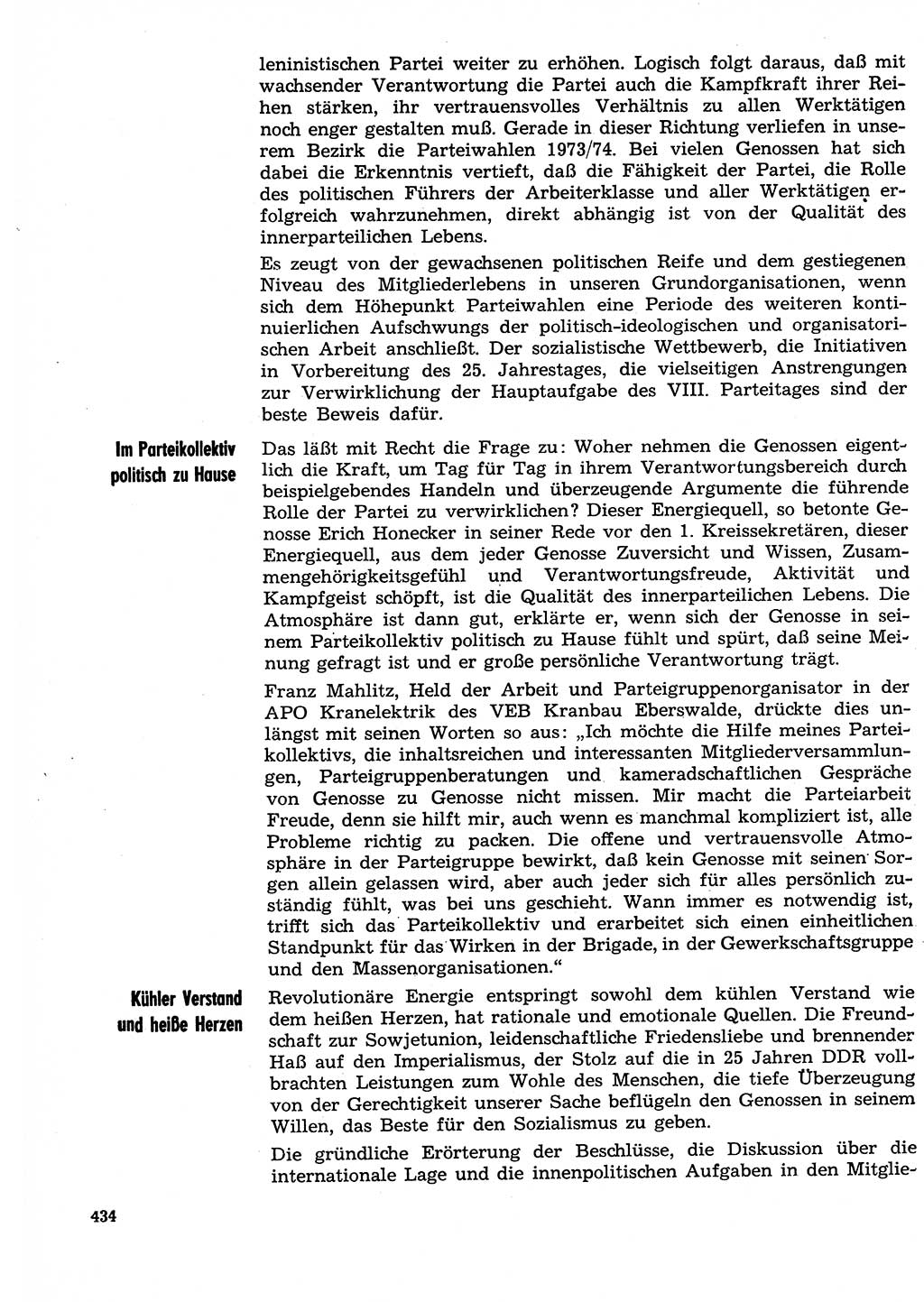 Neuer Weg (NW), Organ des Zentralkomitees (ZK) der SED (Sozialistische Einheitspartei Deutschlands) für Fragen des Parteilebens, 29. Jahrgang [Deutsche Demokratische Republik (DDR)] 1974, Seite 434 (NW ZK SED DDR 1974, S. 434)