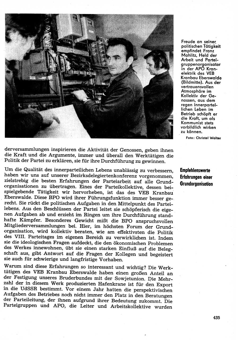 Neuer Weg (NW), Organ des Zentralkomitees (ZK) der SED (Sozialistische Einheitspartei Deutschlands) für Fragen des Parteilebens, 29. Jahrgang [Deutsche Demokratische Republik (DDR)] 1974, Seite 435 (NW ZK SED DDR 1974, S. 435)