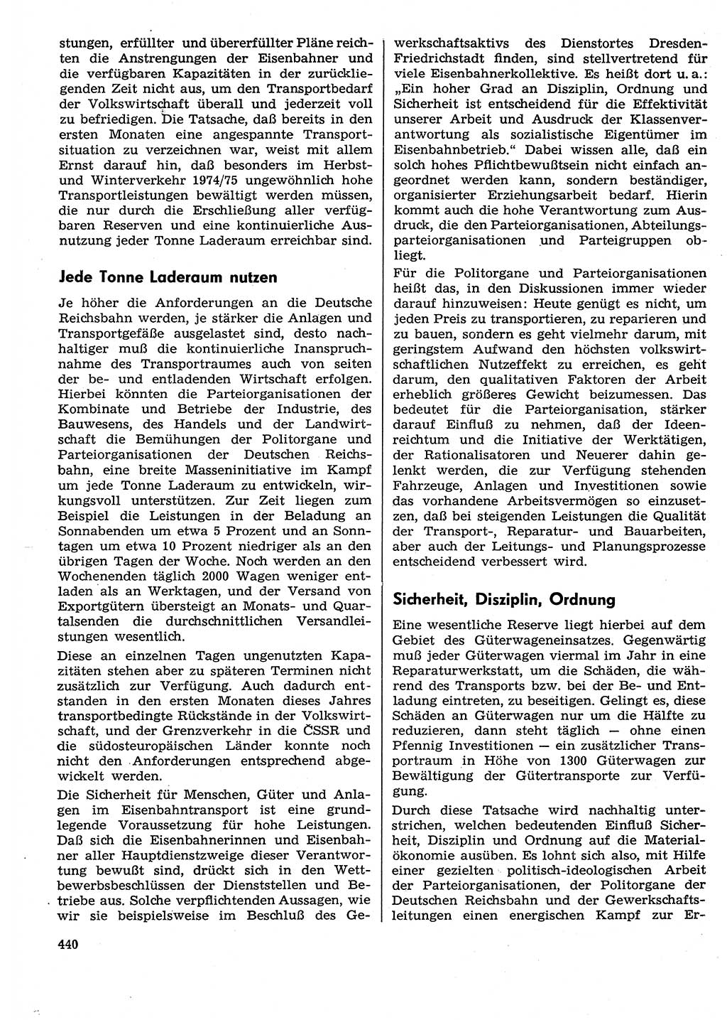 Neuer Weg (NW), Organ des Zentralkomitees (ZK) der SED (Sozialistische Einheitspartei Deutschlands) für Fragen des Parteilebens, 29. Jahrgang [Deutsche Demokratische Republik (DDR)] 1974, Seite 440 (NW ZK SED DDR 1974, S. 440)
