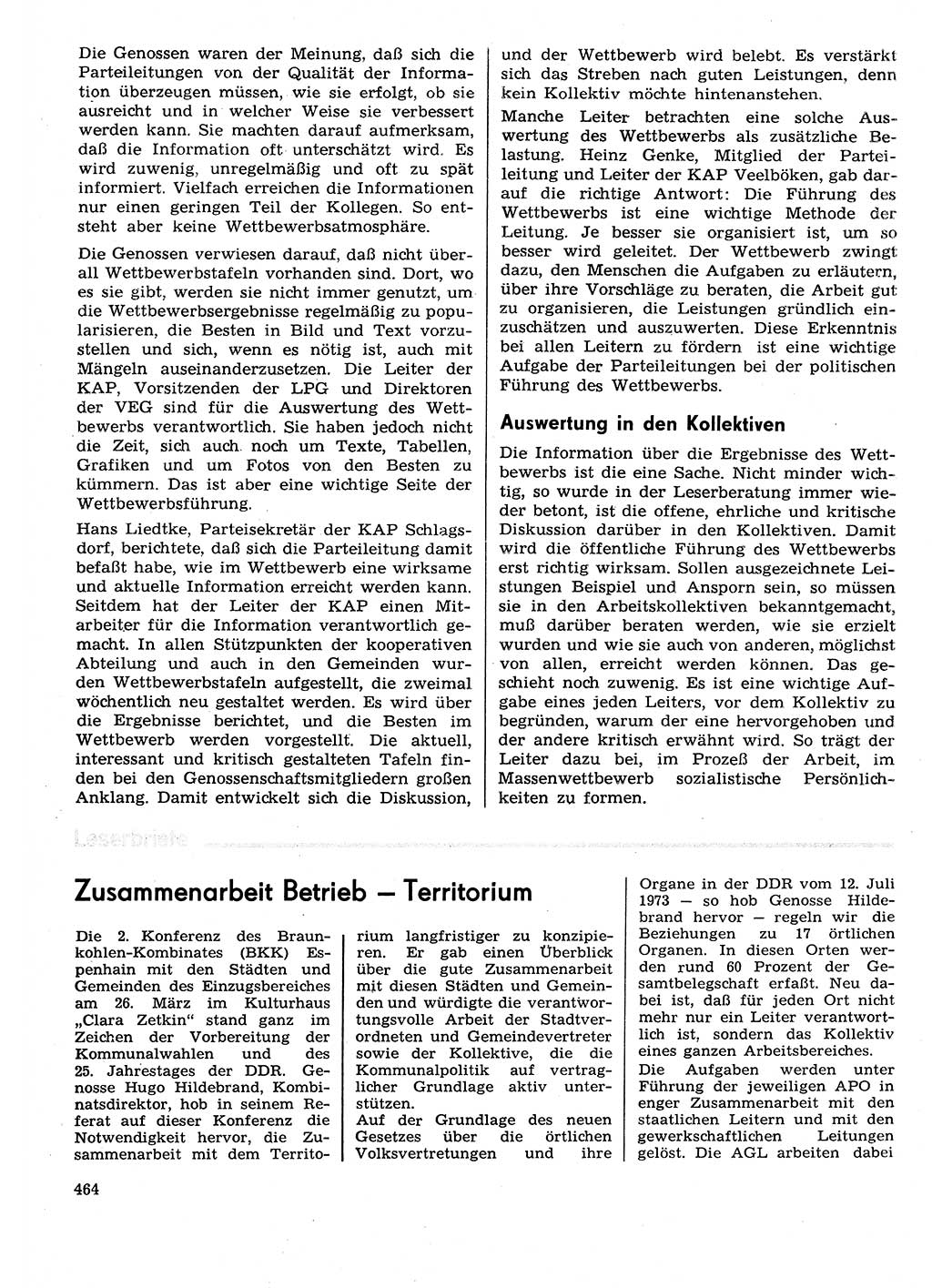 Neuer Weg (NW), Organ des Zentralkomitees (ZK) der SED (Sozialistische Einheitspartei Deutschlands) für Fragen des Parteilebens, 29. Jahrgang [Deutsche Demokratische Republik (DDR)] 1974, Seite 464 (NW ZK SED DDR 1974, S. 464)