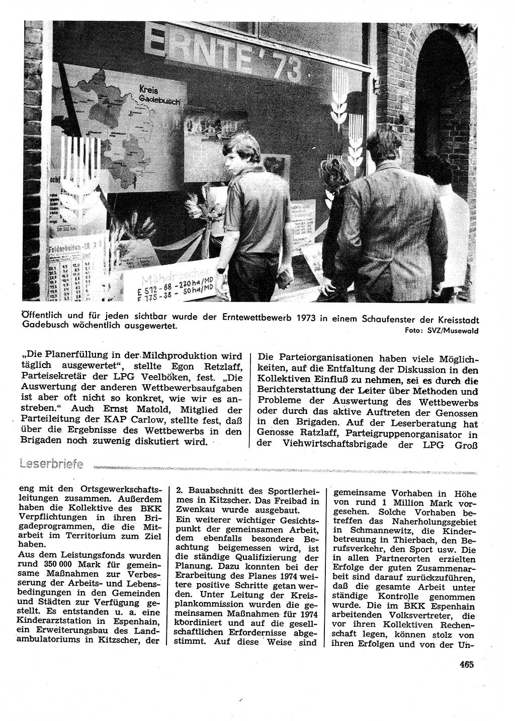 Neuer Weg (NW), Organ des Zentralkomitees (ZK) der SED (Sozialistische Einheitspartei Deutschlands) für Fragen des Parteilebens, 29. Jahrgang [Deutsche Demokratische Republik (DDR)] 1974, Seite 465 (NW ZK SED DDR 1974, S. 465)