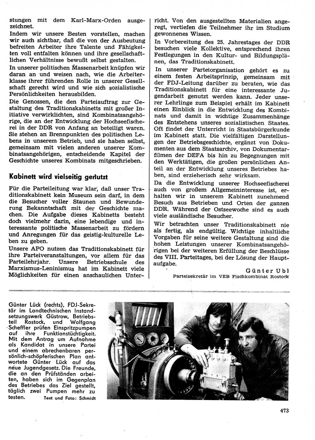 Neuer Weg (NW), Organ des Zentralkomitees (ZK) der SED (Sozialistische Einheitspartei Deutschlands) für Fragen des Parteilebens, 29. Jahrgang [Deutsche Demokratische Republik (DDR)] 1974, Seite 473 (NW ZK SED DDR 1974, S. 473)