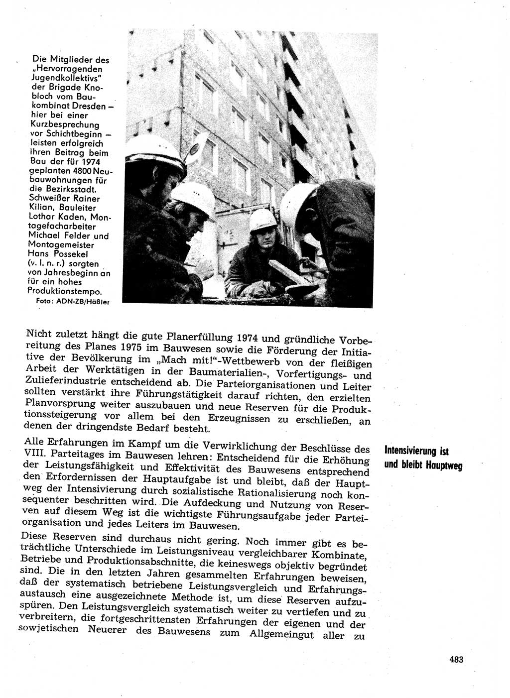 Neuer Weg (NW), Organ des Zentralkomitees (ZK) der SED (Sozialistische Einheitspartei Deutschlands) für Fragen des Parteilebens, 29. Jahrgang [Deutsche Demokratische Republik (DDR)] 1974, Seite 483 (NW ZK SED DDR 1974, S. 483)