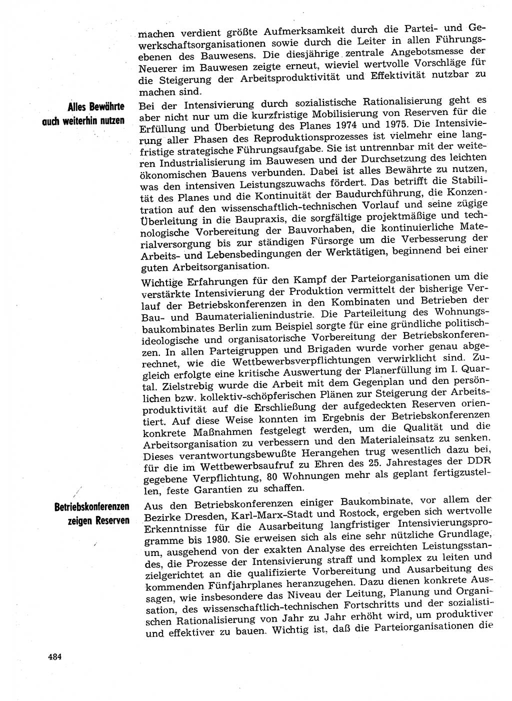 Neuer Weg (NW), Organ des Zentralkomitees (ZK) der SED (Sozialistische Einheitspartei Deutschlands) für Fragen des Parteilebens, 29. Jahrgang [Deutsche Demokratische Republik (DDR)] 1974, Seite 484 (NW ZK SED DDR 1974, S. 484)