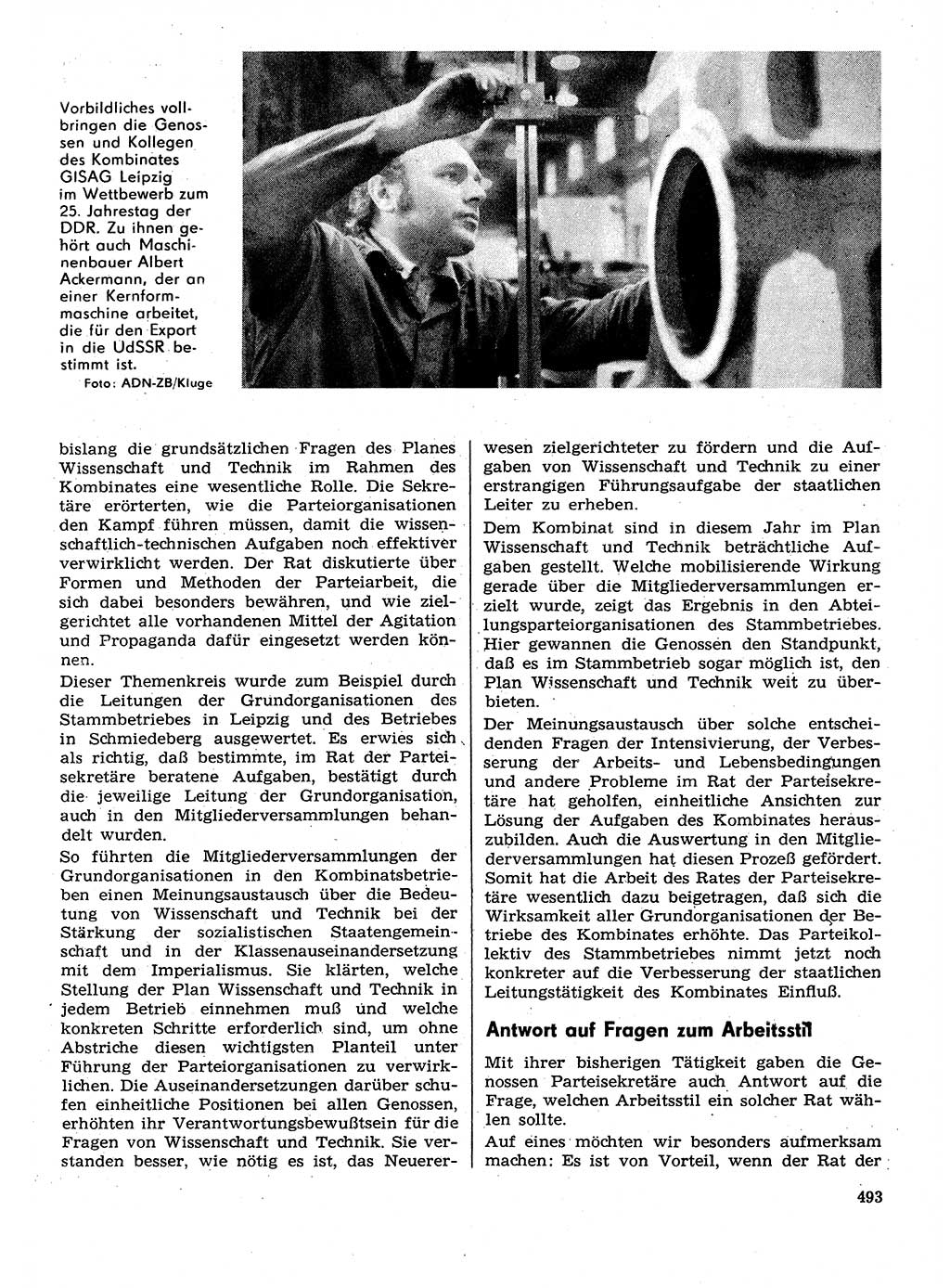 Neuer Weg (NW), Organ des Zentralkomitees (ZK) der SED (Sozialistische Einheitspartei Deutschlands) für Fragen des Parteilebens, 29. Jahrgang [Deutsche Demokratische Republik (DDR)] 1974, Seite 493 (NW ZK SED DDR 1974, S. 493)