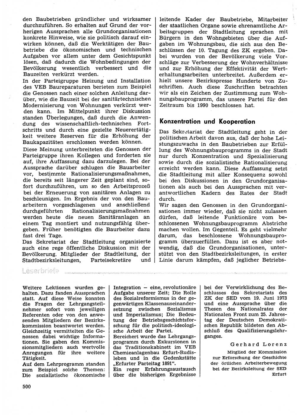 Neuer Weg (NW), Organ des Zentralkomitees (ZK) der SED (Sozialistische Einheitspartei Deutschlands) für Fragen des Parteilebens, 29. Jahrgang [Deutsche Demokratische Republik (DDR)] 1974, Seite 500 (NW ZK SED DDR 1974, S. 500)