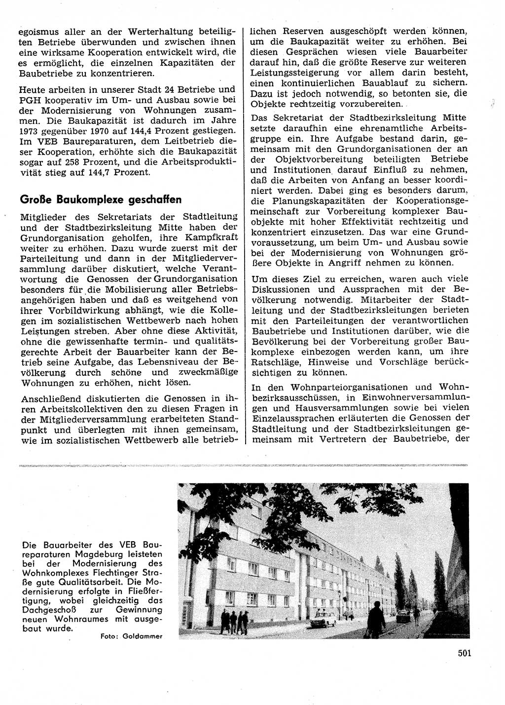 Neuer Weg (NW), Organ des Zentralkomitees (ZK) der SED (Sozialistische Einheitspartei Deutschlands) für Fragen des Parteilebens, 29. Jahrgang [Deutsche Demokratische Republik (DDR)] 1974, Seite 501 (NW ZK SED DDR 1974, S. 501)