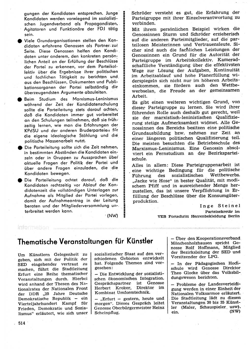 Neuer Weg (NW), Organ des Zentralkomitees (ZK) der SED (Sozialistische Einheitspartei Deutschlands) für Fragen des Parteilebens, 29. Jahrgang [Deutsche Demokratische Republik (DDR)] 1974, Seite 514 (NW ZK SED DDR 1974, S. 514)
