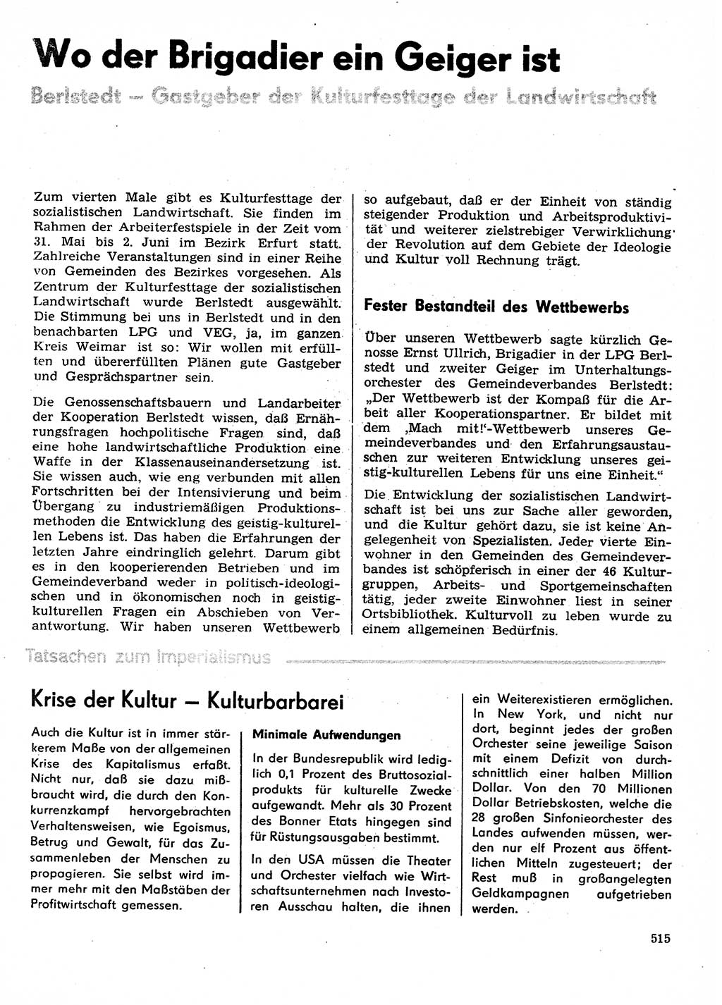 Neuer Weg (NW), Organ des Zentralkomitees (ZK) der SED (Sozialistische Einheitspartei Deutschlands) für Fragen des Parteilebens, 29. Jahrgang [Deutsche Demokratische Republik (DDR)] 1974, Seite 515 (NW ZK SED DDR 1974, S. 515)