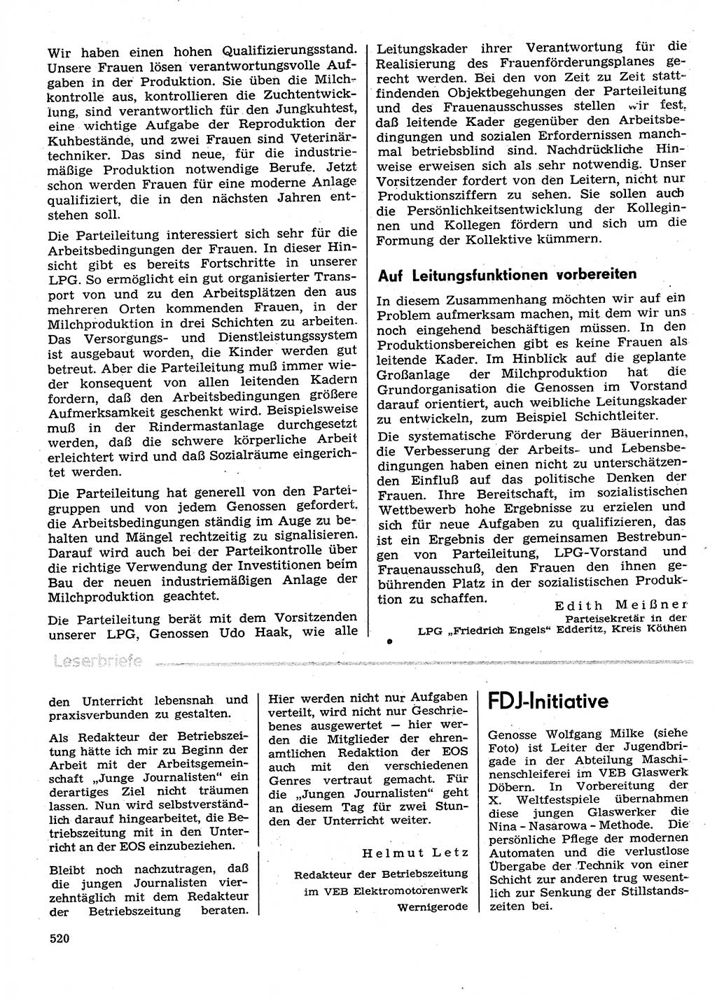 Neuer Weg (NW), Organ des Zentralkomitees (ZK) der SED (Sozialistische Einheitspartei Deutschlands) für Fragen des Parteilebens, 29. Jahrgang [Deutsche Demokratische Republik (DDR)] 1974, Seite 520 (NW ZK SED DDR 1974, S. 520)