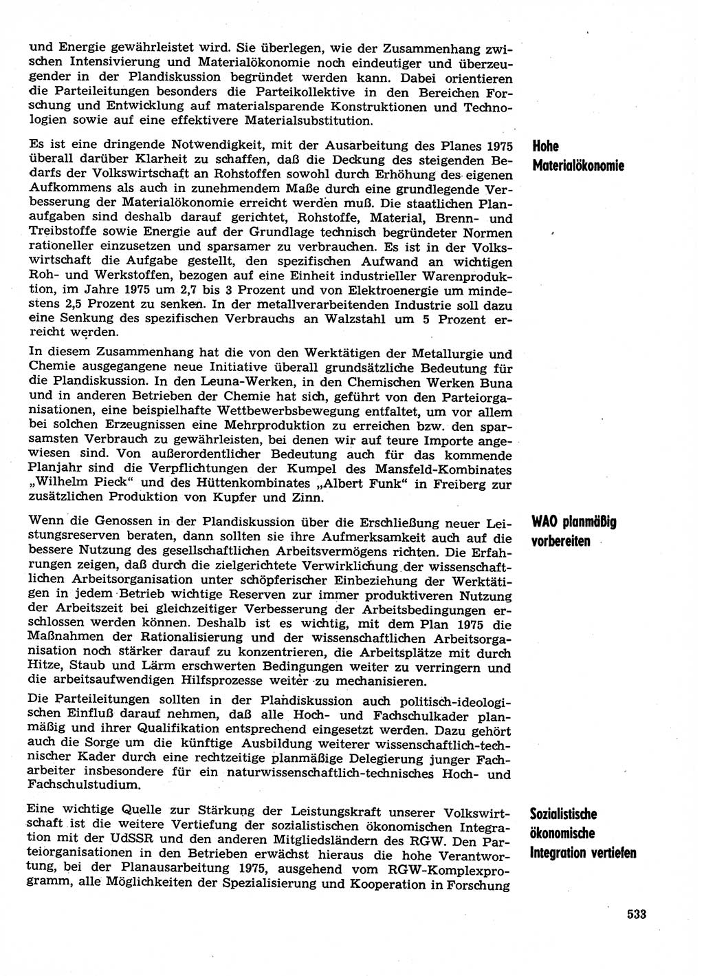 Neuer Weg (NW), Organ des Zentralkomitees (ZK) der SED (Sozialistische Einheitspartei Deutschlands) für Fragen des Parteilebens, 29. Jahrgang [Deutsche Demokratische Republik (DDR)] 1974, Seite 533 (NW ZK SED DDR 1974, S. 533)