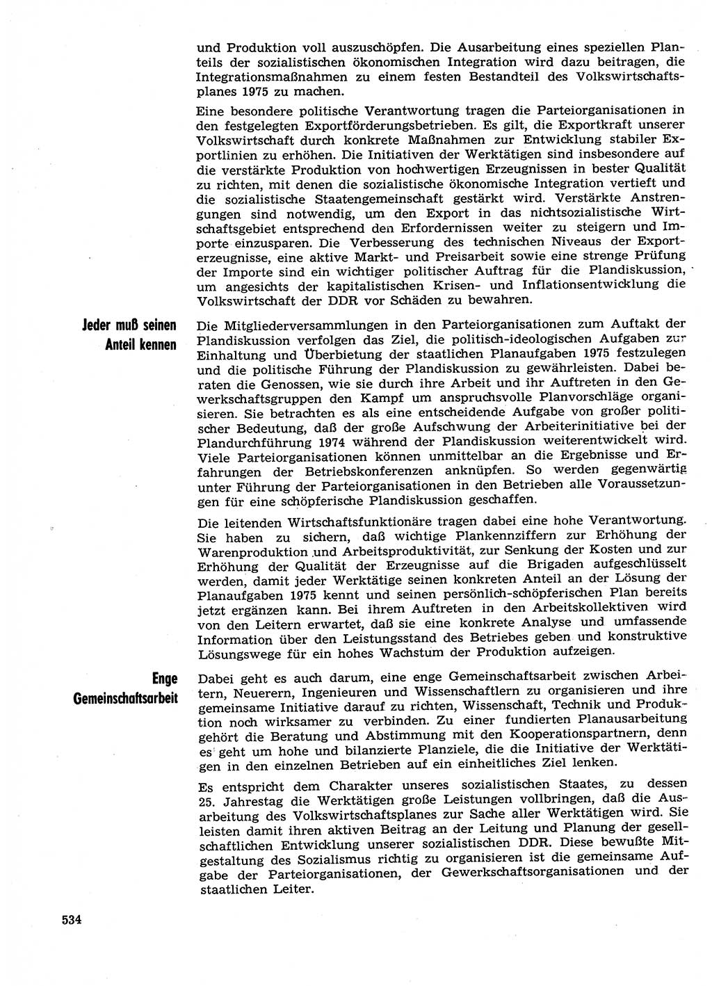 Neuer Weg (NW), Organ des Zentralkomitees (ZK) der SED (Sozialistische Einheitspartei Deutschlands) für Fragen des Parteilebens, 29. Jahrgang [Deutsche Demokratische Republik (DDR)] 1974, Seite 534 (NW ZK SED DDR 1974, S. 534)