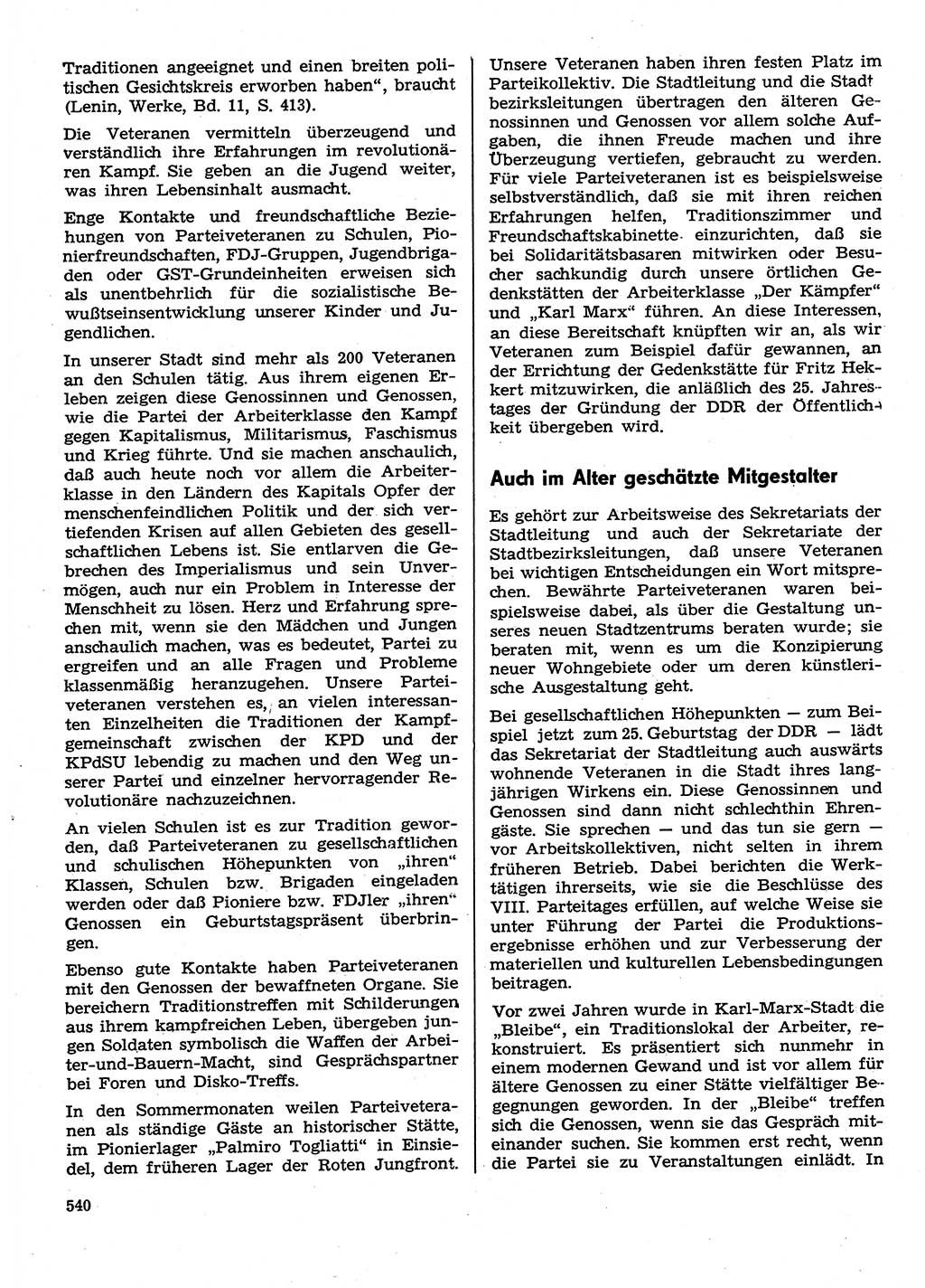 Neuer Weg (NW), Organ des Zentralkomitees (ZK) der SED (Sozialistische Einheitspartei Deutschlands) für Fragen des Parteilebens, 29. Jahrgang [Deutsche Demokratische Republik (DDR)] 1974, Seite 540 (NW ZK SED DDR 1974, S. 540)