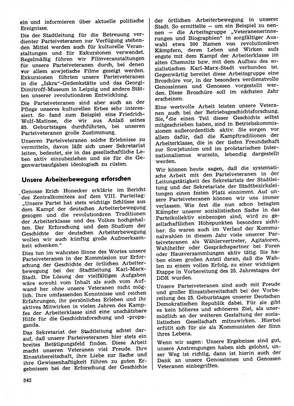 Neuer Weg (NW), Organ des Zentralkomitees (ZK) der SED (Sozialistische Einheitspartei Deutschlands) für Fragen des Parteilebens, 29. Jahrgang [Deutsche Demokratische Republik (DDR)] 1974, Seite 542 (NW ZK SED DDR 1974, S. 542)