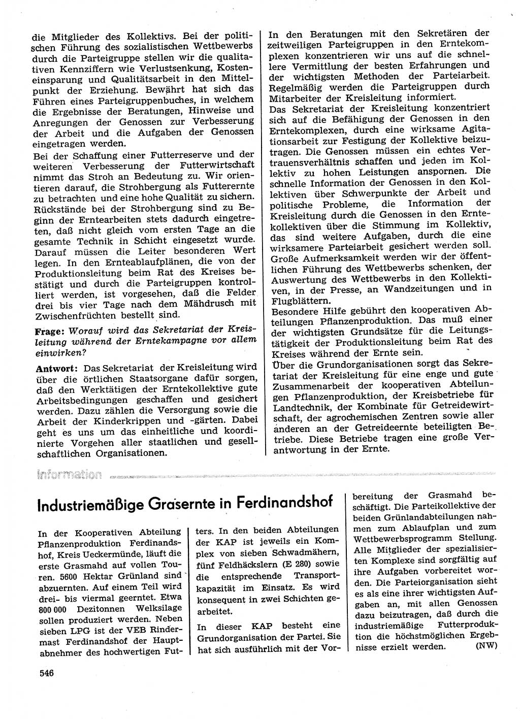 Neuer Weg (NW), Organ des Zentralkomitees (ZK) der SED (Sozialistische Einheitspartei Deutschlands) für Fragen des Parteilebens, 29. Jahrgang [Deutsche Demokratische Republik (DDR)] 1974, Seite 546 (NW ZK SED DDR 1974, S. 546)