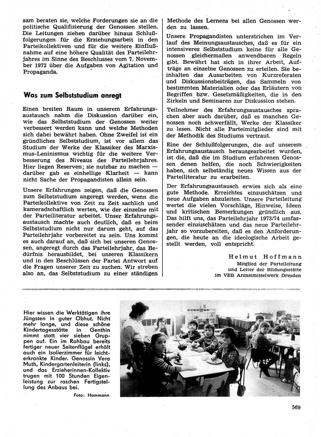 Neuer Weg (NW), Organ des Zentralkomitees (ZK) der SED (Sozialistische Einheitspartei Deutschlands) für Fragen des Parteilebens, 29. Jahrgang [Deutsche Demokratische Republik (DDR)] 1974, Seite 569 (NW ZK SED DDR 1974, S. 569)