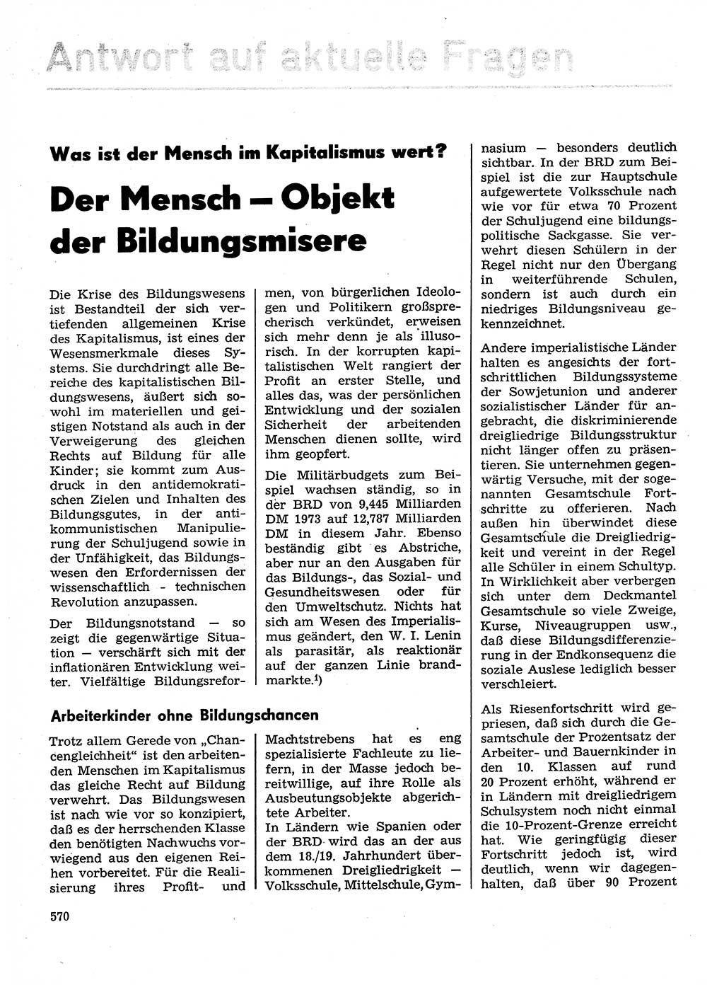 Neuer Weg (NW), Organ des Zentralkomitees (ZK) der SED (Sozialistische Einheitspartei Deutschlands) für Fragen des Parteilebens, 29. Jahrgang [Deutsche Demokratische Republik (DDR)] 1974, Seite 570 (NW ZK SED DDR 1974, S. 570)