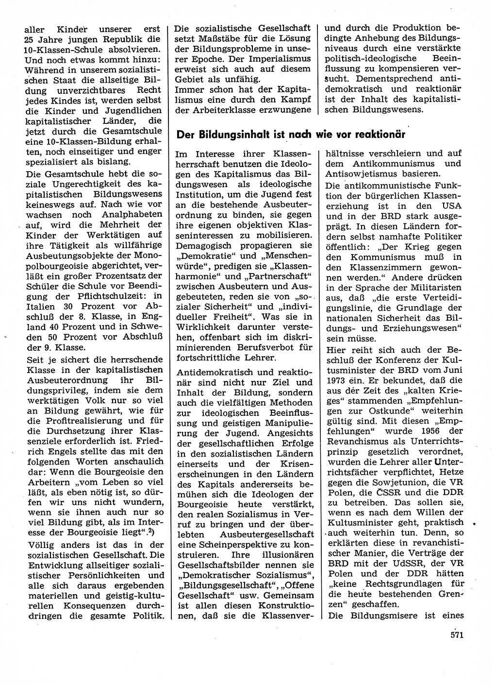 Neuer Weg (NW), Organ des Zentralkomitees (ZK) der SED (Sozialistische Einheitspartei Deutschlands) für Fragen des Parteilebens, 29. Jahrgang [Deutsche Demokratische Republik (DDR)] 1974, Seite 571 (NW ZK SED DDR 1974, S. 571)