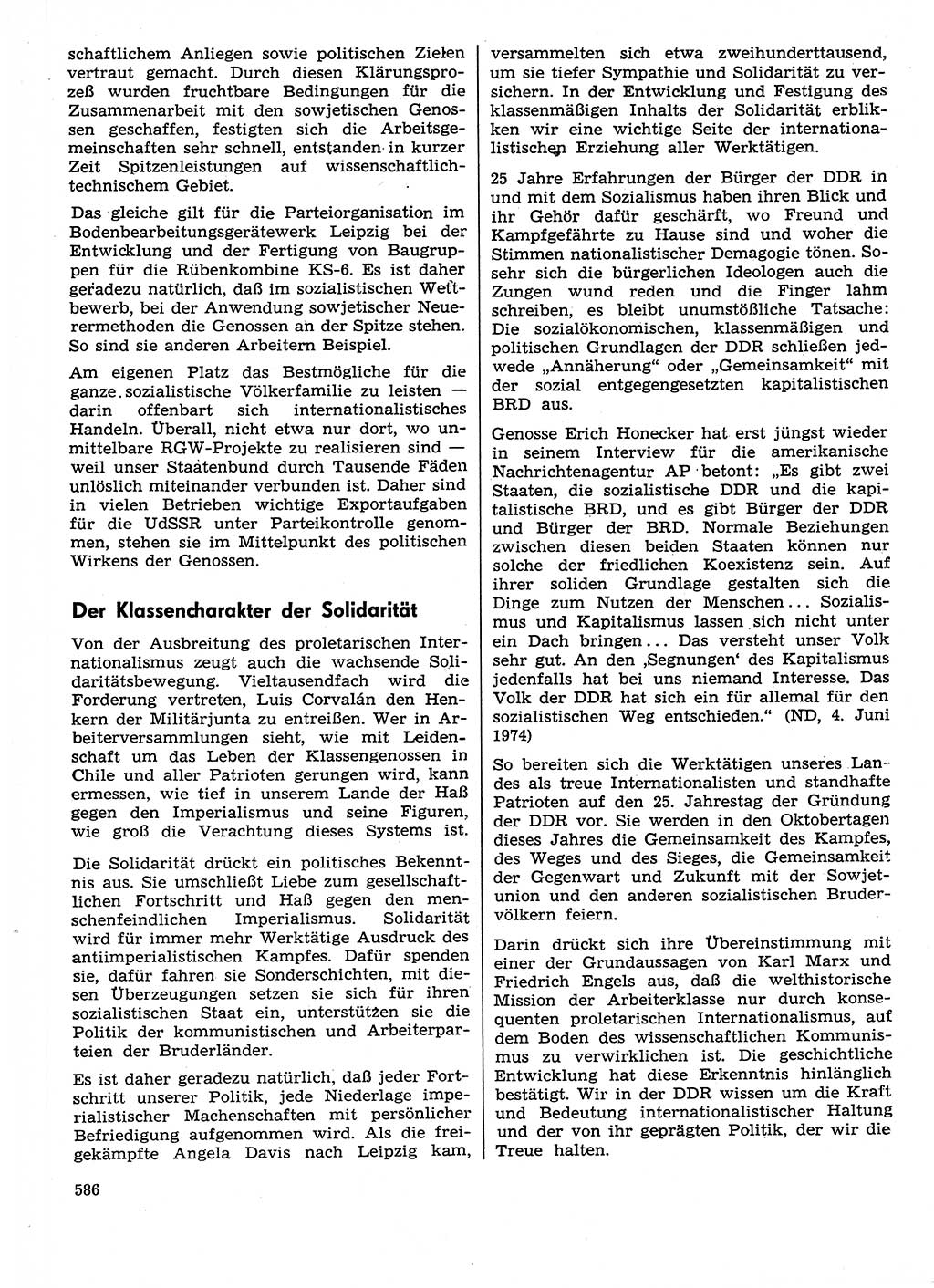 Neuer Weg (NW), Organ des Zentralkomitees (ZK) der SED (Sozialistische Einheitspartei Deutschlands) für Fragen des Parteilebens, 29. Jahrgang [Deutsche Demokratische Republik (DDR)] 1974, Seite 586 (NW ZK SED DDR 1974, S. 586)