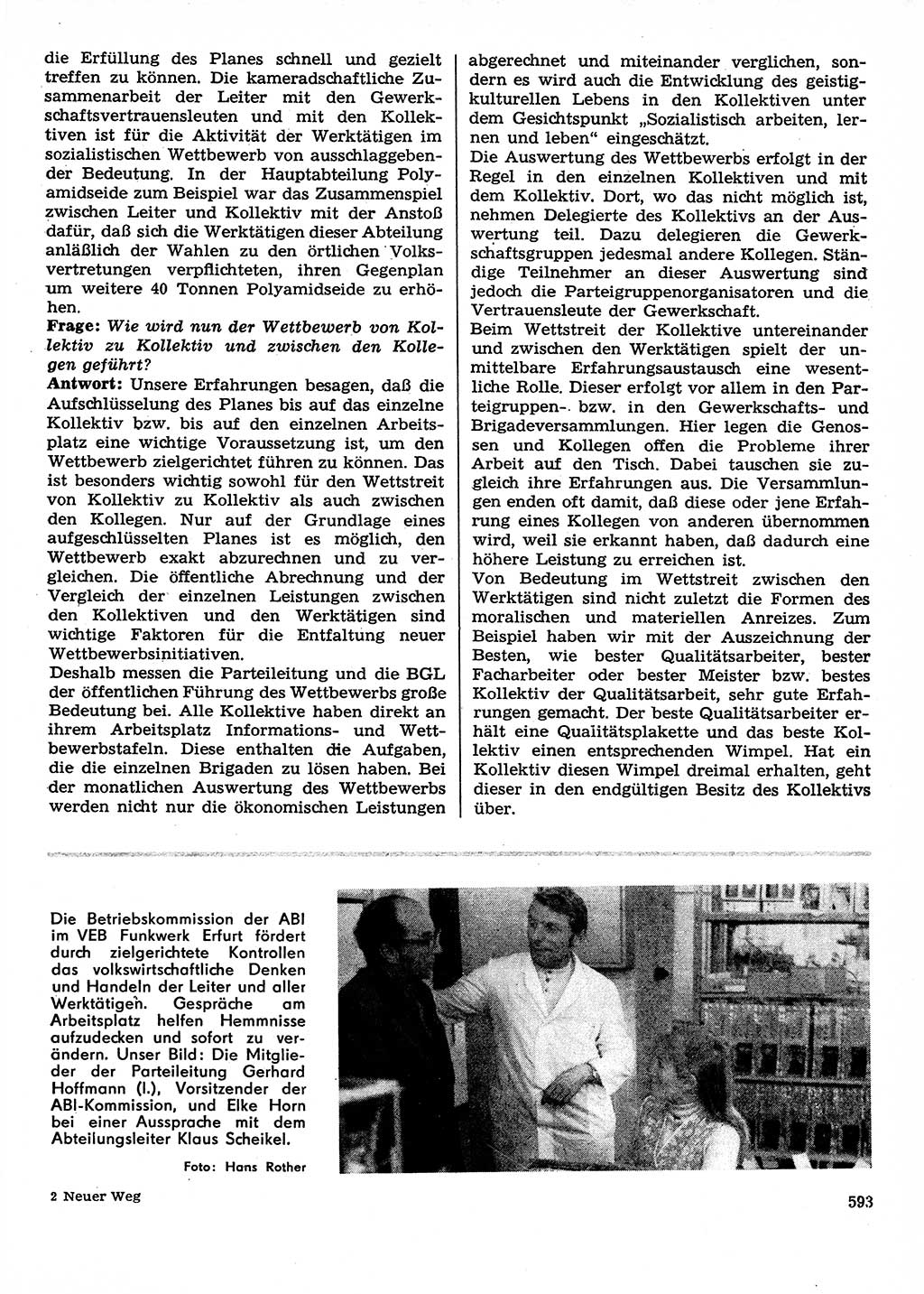 Neuer Weg (NW), Organ des Zentralkomitees (ZK) der SED (Sozialistische Einheitspartei Deutschlands) für Fragen des Parteilebens, 29. Jahrgang [Deutsche Demokratische Republik (DDR)] 1974, Seite 593 (NW ZK SED DDR 1974, S. 593)