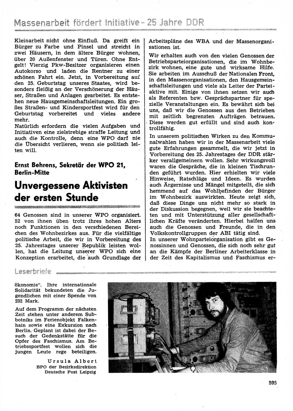 Neuer Weg (NW), Organ des Zentralkomitees (ZK) der SED (Sozialistische Einheitspartei Deutschlands) für Fragen des Parteilebens, 29. Jahrgang [Deutsche Demokratische Republik (DDR)] 1974, Seite 595 (NW ZK SED DDR 1974, S. 595)
