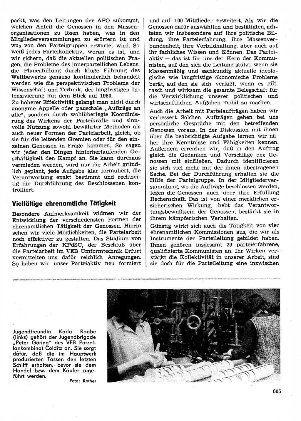 Neuer Weg (NW), Organ des Zentralkomitees (ZK) der SED (Sozialistische Einheitspartei Deutschlands) für Fragen des Parteilebens, 29. Jahrgang [Deutsche Demokratische Republik (DDR)] 1974, Seite 605 (NW ZK SED DDR 1974, S. 605)