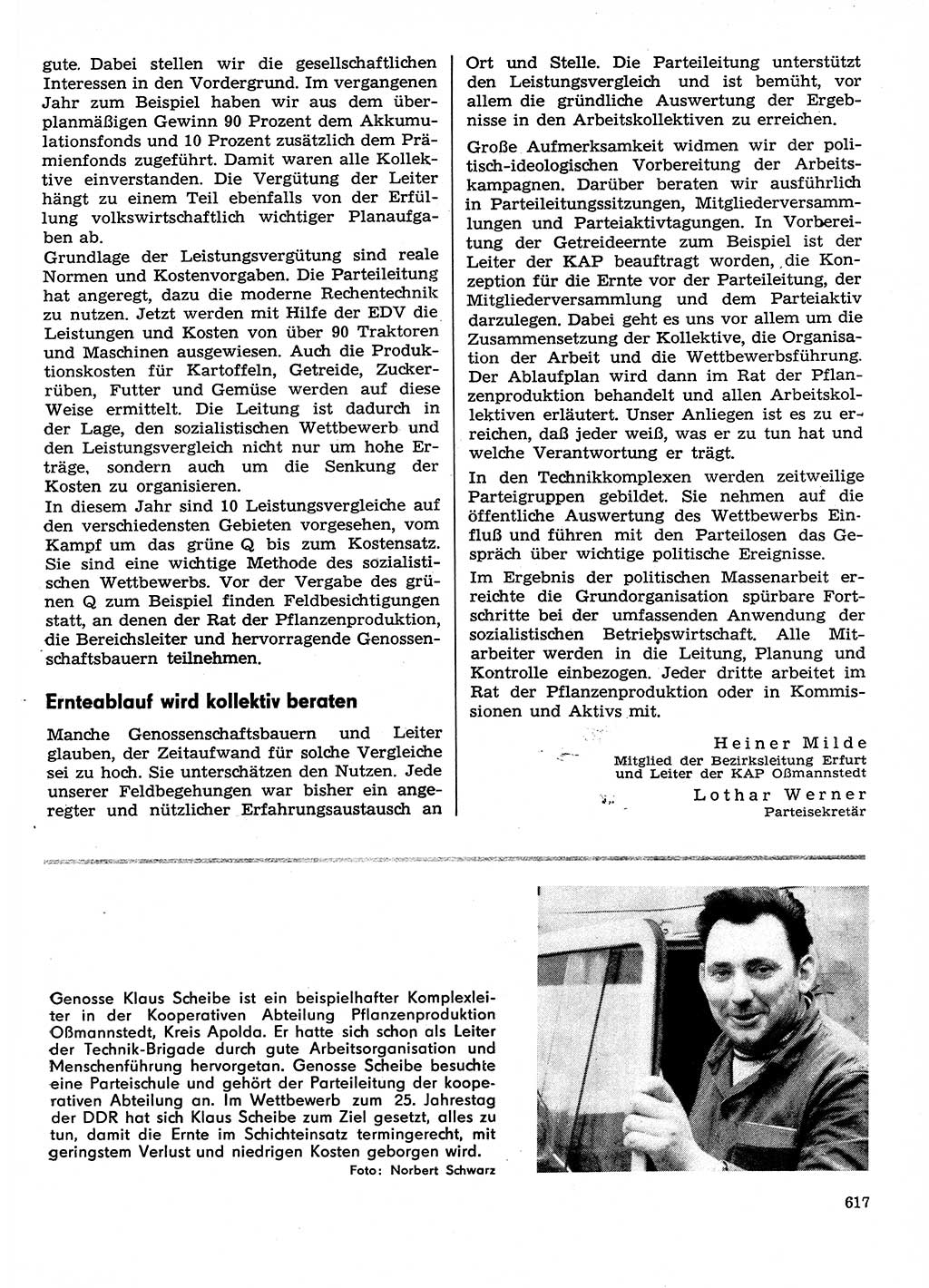 Neuer Weg (NW), Organ des Zentralkomitees (ZK) der SED (Sozialistische Einheitspartei Deutschlands) für Fragen des Parteilebens, 29. Jahrgang [Deutsche Demokratische Republik (DDR)] 1974, Seite 617 (NW ZK SED DDR 1974, S. 617)
