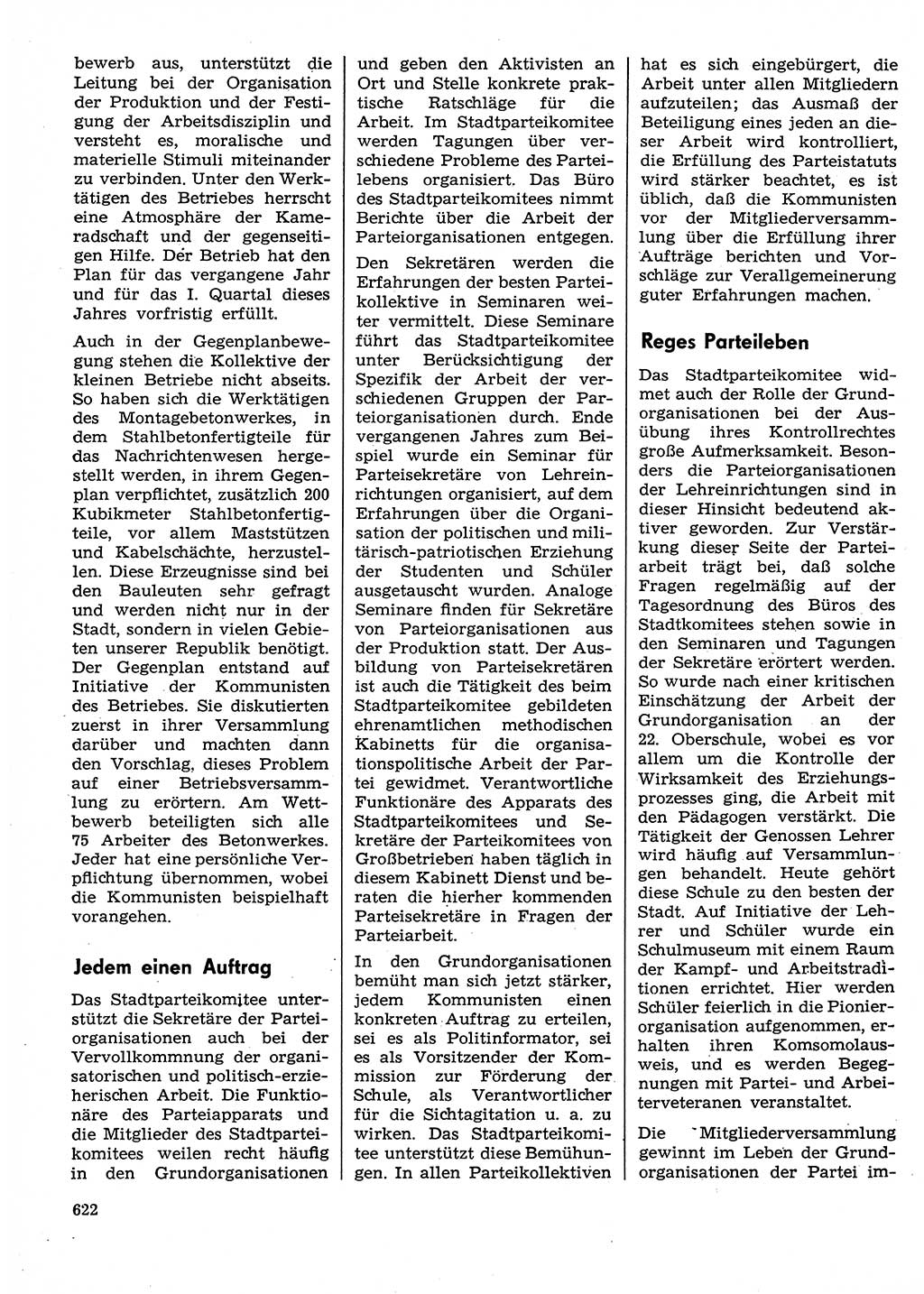 Neuer Weg (NW), Organ des Zentralkomitees (ZK) der SED (Sozialistische Einheitspartei Deutschlands) für Fragen des Parteilebens, 29. Jahrgang [Deutsche Demokratische Republik (DDR)] 1974, Seite 622 (NW ZK SED DDR 1974, S. 622)