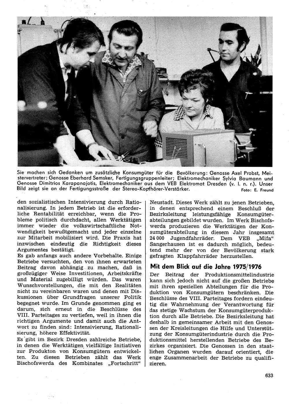 Neuer Weg (NW), Organ des Zentralkomitees (ZK) der SED (Sozialistische Einheitspartei Deutschlands) für Fragen des Parteilebens, 29. Jahrgang [Deutsche Demokratische Republik (DDR)] 1974, Seite 633 (NW ZK SED DDR 1974, S. 633)