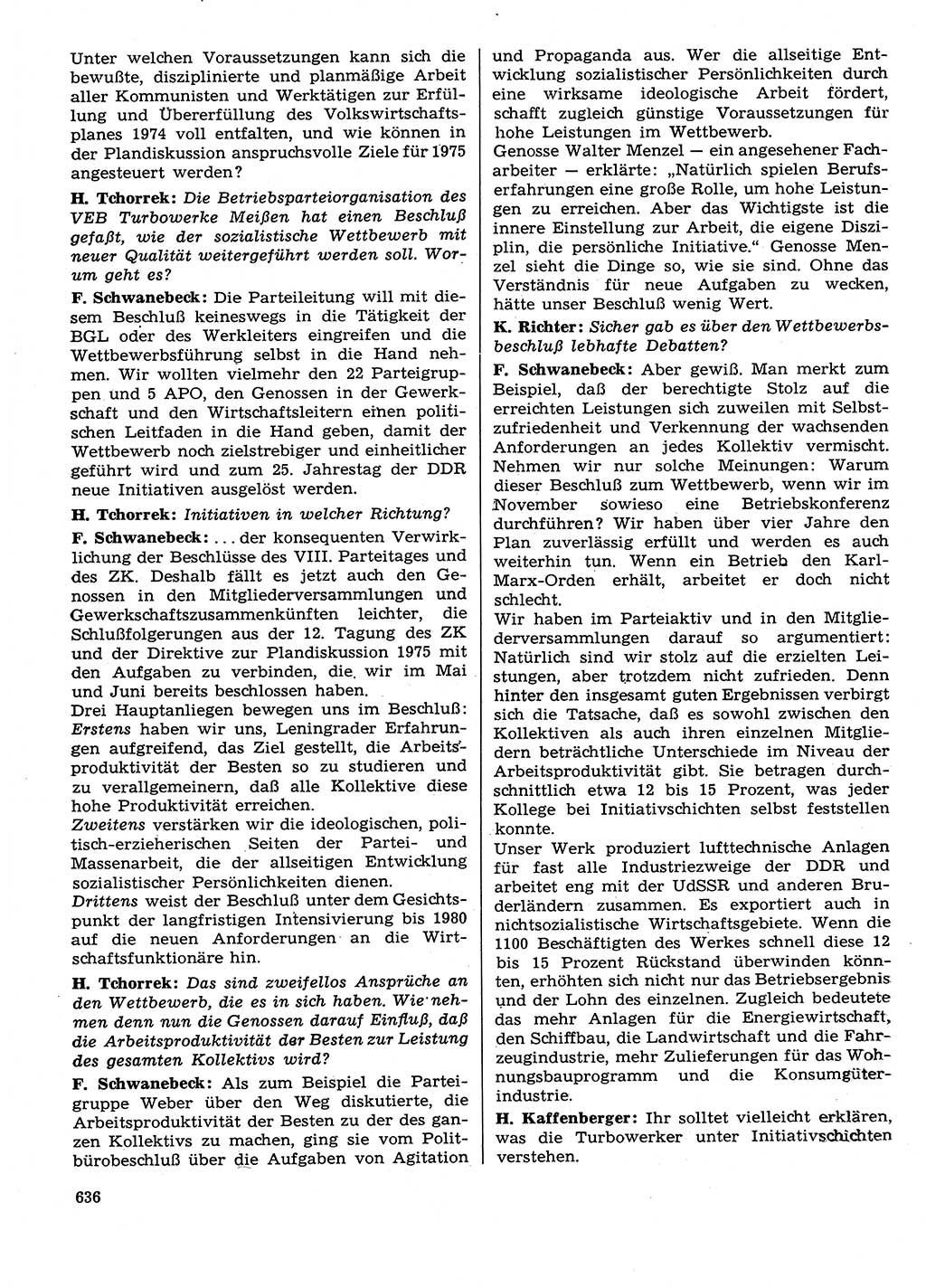 Neuer Weg (NW), Organ des Zentralkomitees (ZK) der SED (Sozialistische Einheitspartei Deutschlands) für Fragen des Parteilebens, 29. Jahrgang [Deutsche Demokratische Republik (DDR)] 1974, Seite 636 (NW ZK SED DDR 1974, S. 636)
