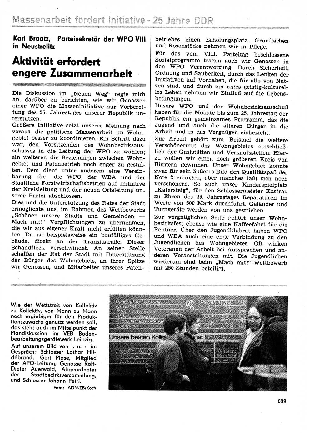 Neuer Weg (NW), Organ des Zentralkomitees (ZK) der SED (Sozialistische Einheitspartei Deutschlands) für Fragen des Parteilebens, 29. Jahrgang [Deutsche Demokratische Republik (DDR)] 1974, Seite 639 (NW ZK SED DDR 1974, S. 639)